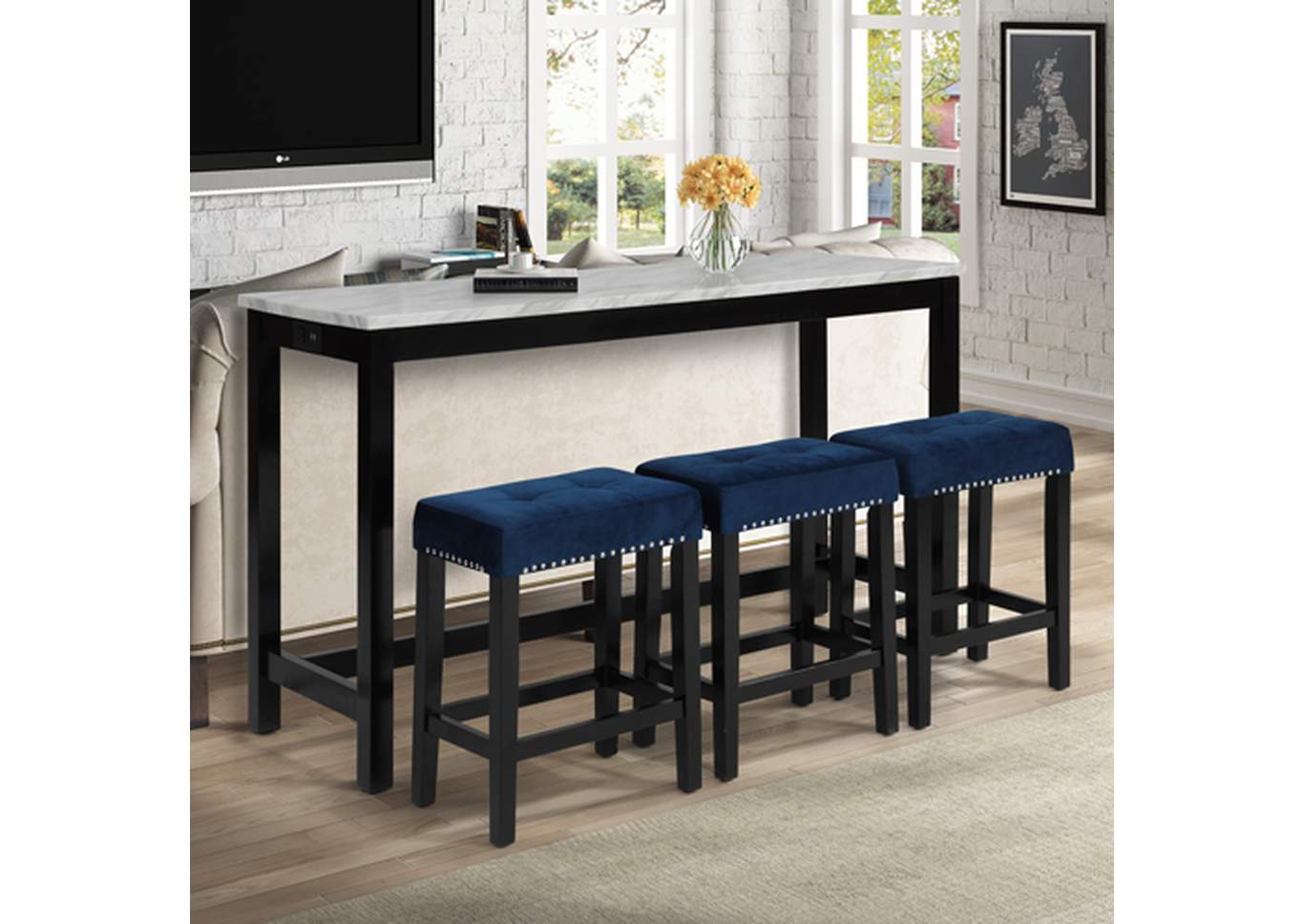 Celeste Theater Bar Table w/3 Stools,New Classic