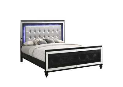 Valentino Black Queen Bed w/Lighted Headboard