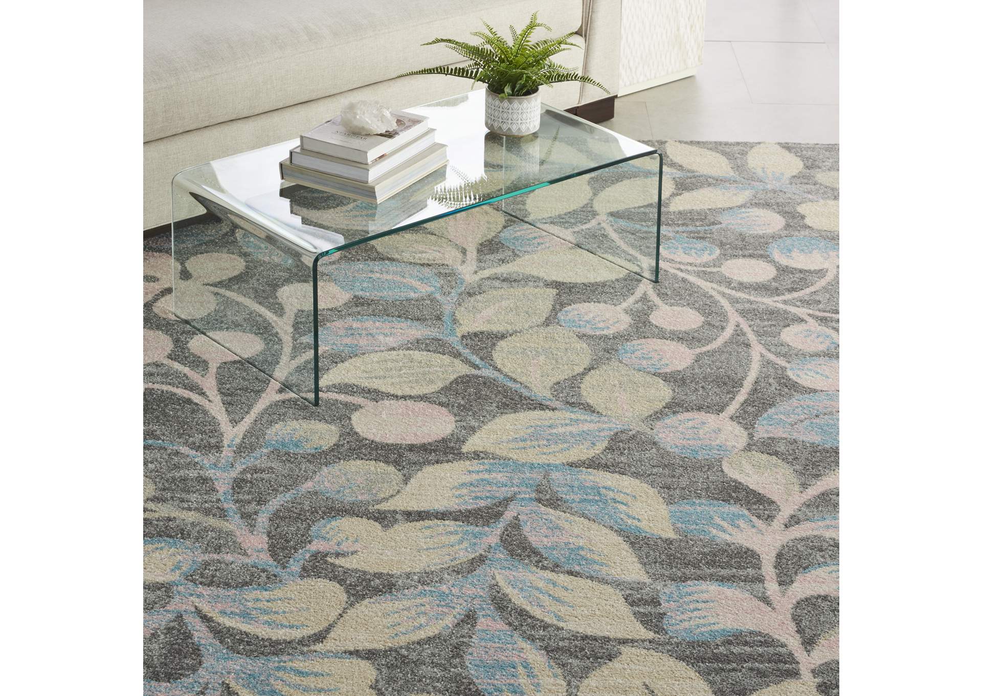Nourison Tranquil TRA03 Beige and Grey 8'x10' Large Rug,Nourison