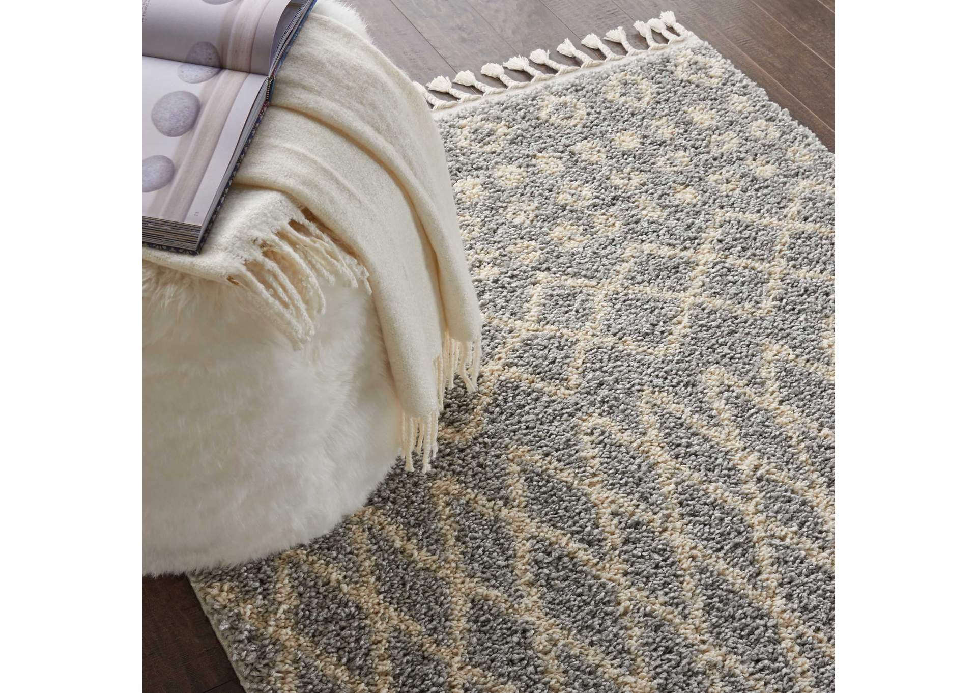 Nourison Moroccan Shag MRS02 Jute 4'x7' Plush Area Rug,Nourison