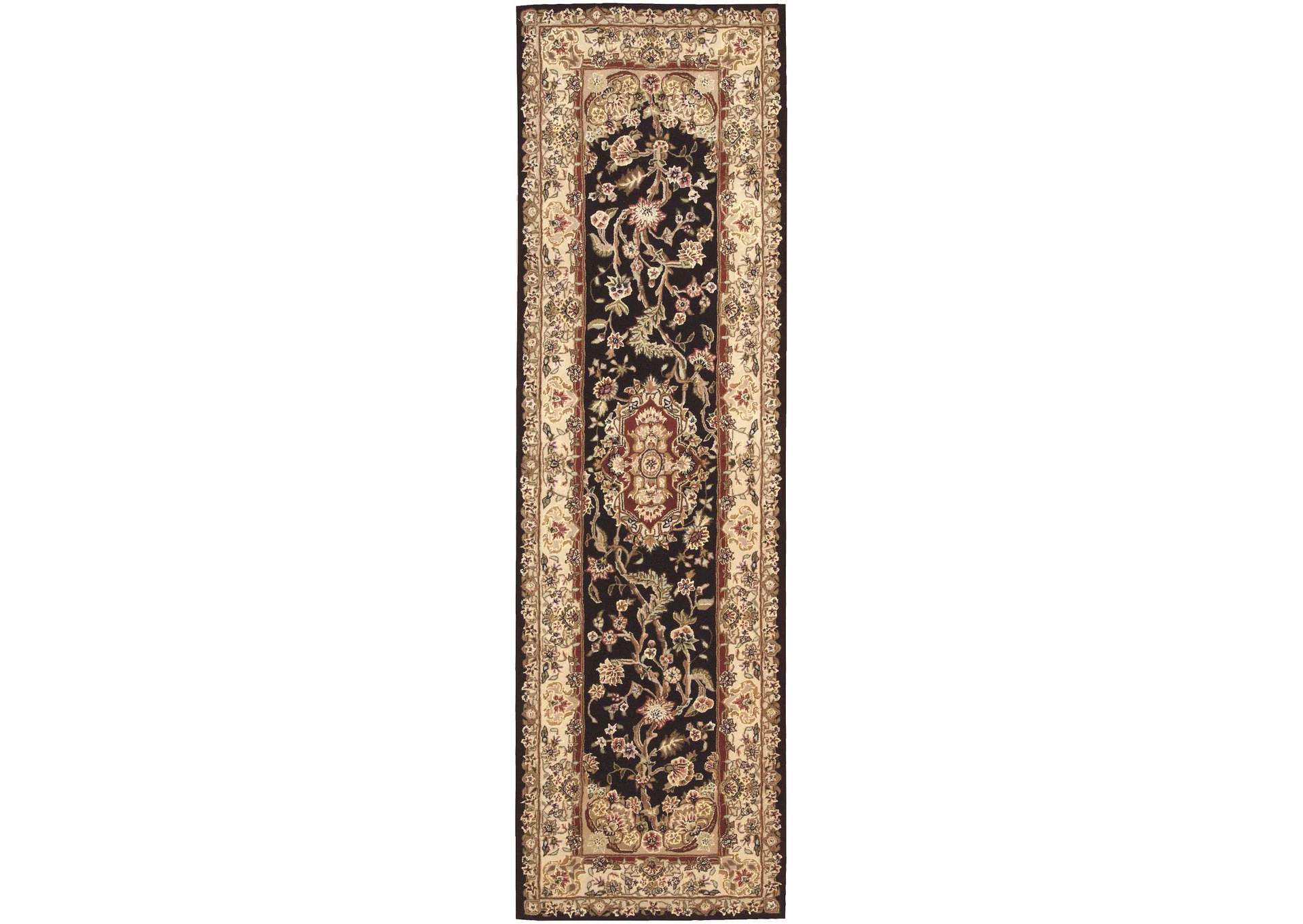 Nourison 2000 2028 Black 12' Runner Area Rug,Nourison