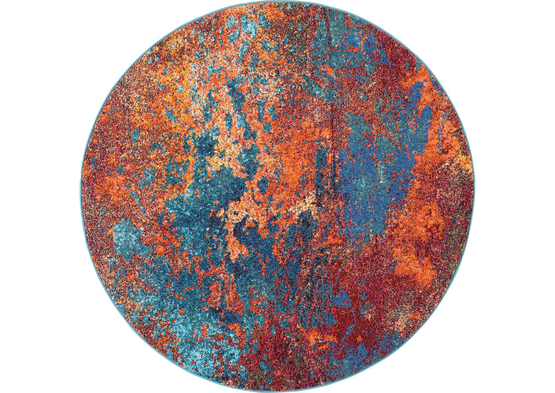 Nourison Celestial CES08 Blue and Red 4' Round Colorful Area Rug,Nourison
