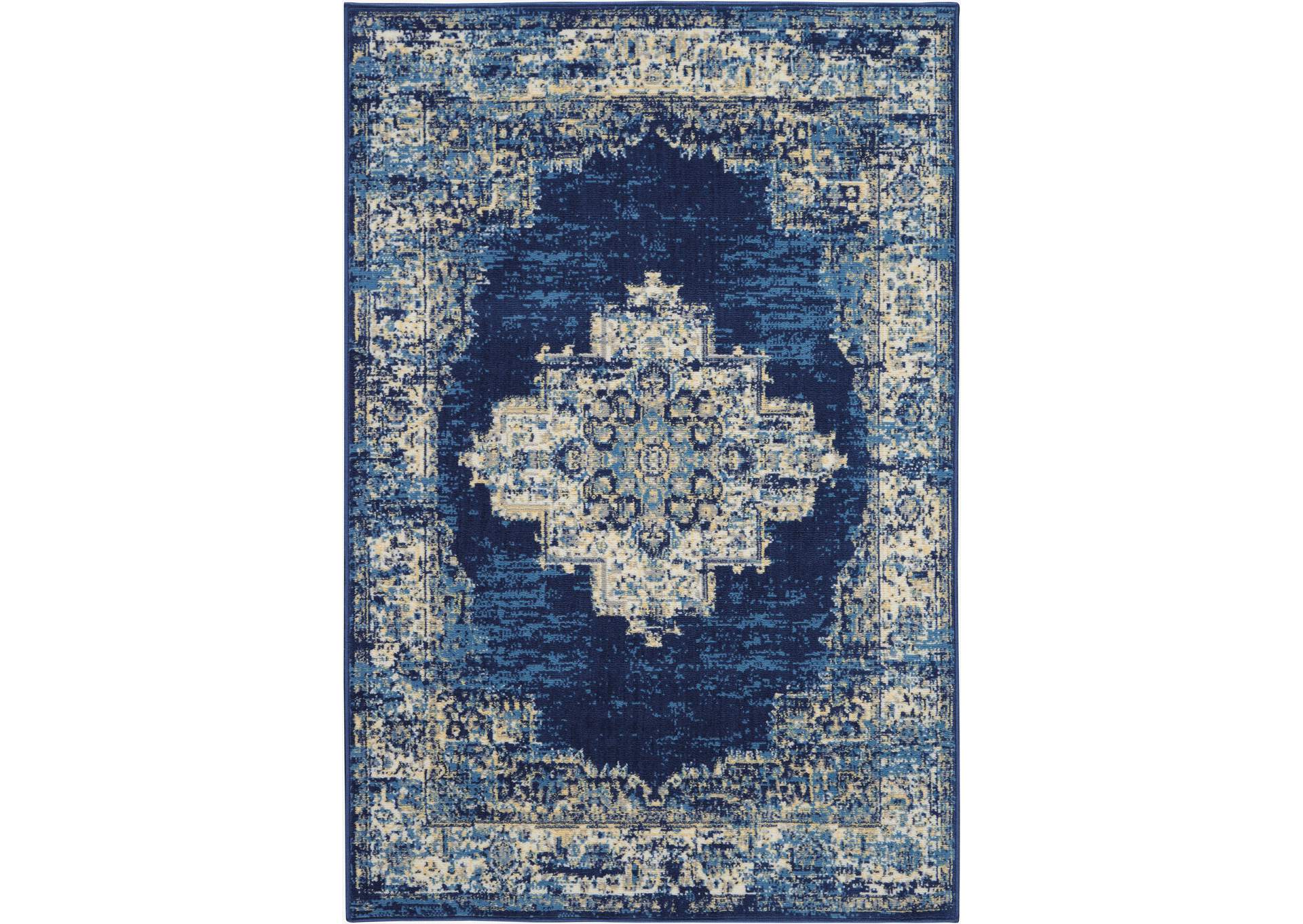 Nourison Grafix GRF14 Blue 4'x6' Area Rug,Nourison
