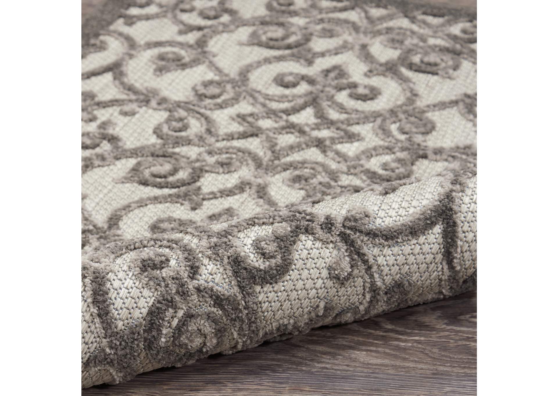 Nourison Aloha 8' Runner Grey Patio Area Rug,Nourison