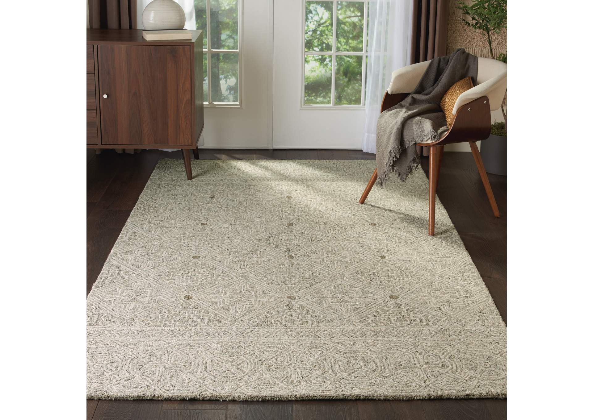 Nourison Azura AZM01 Grey 5'x8' Farmhouse Area Rug,Nourison