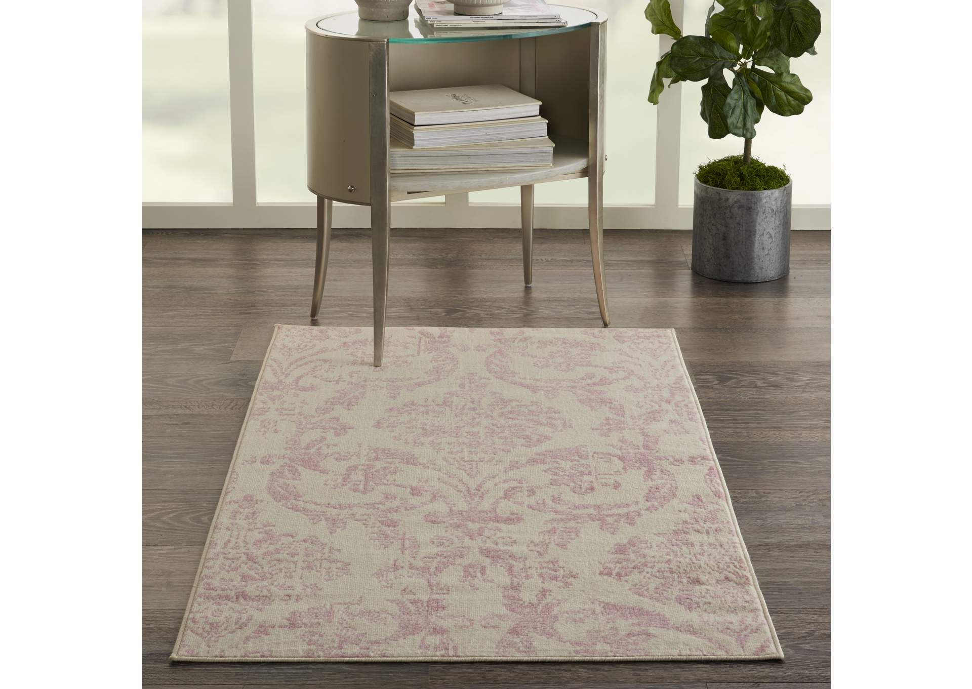 Nourison Jubilant 3'x5' White and Pink Area Rug,Nourison