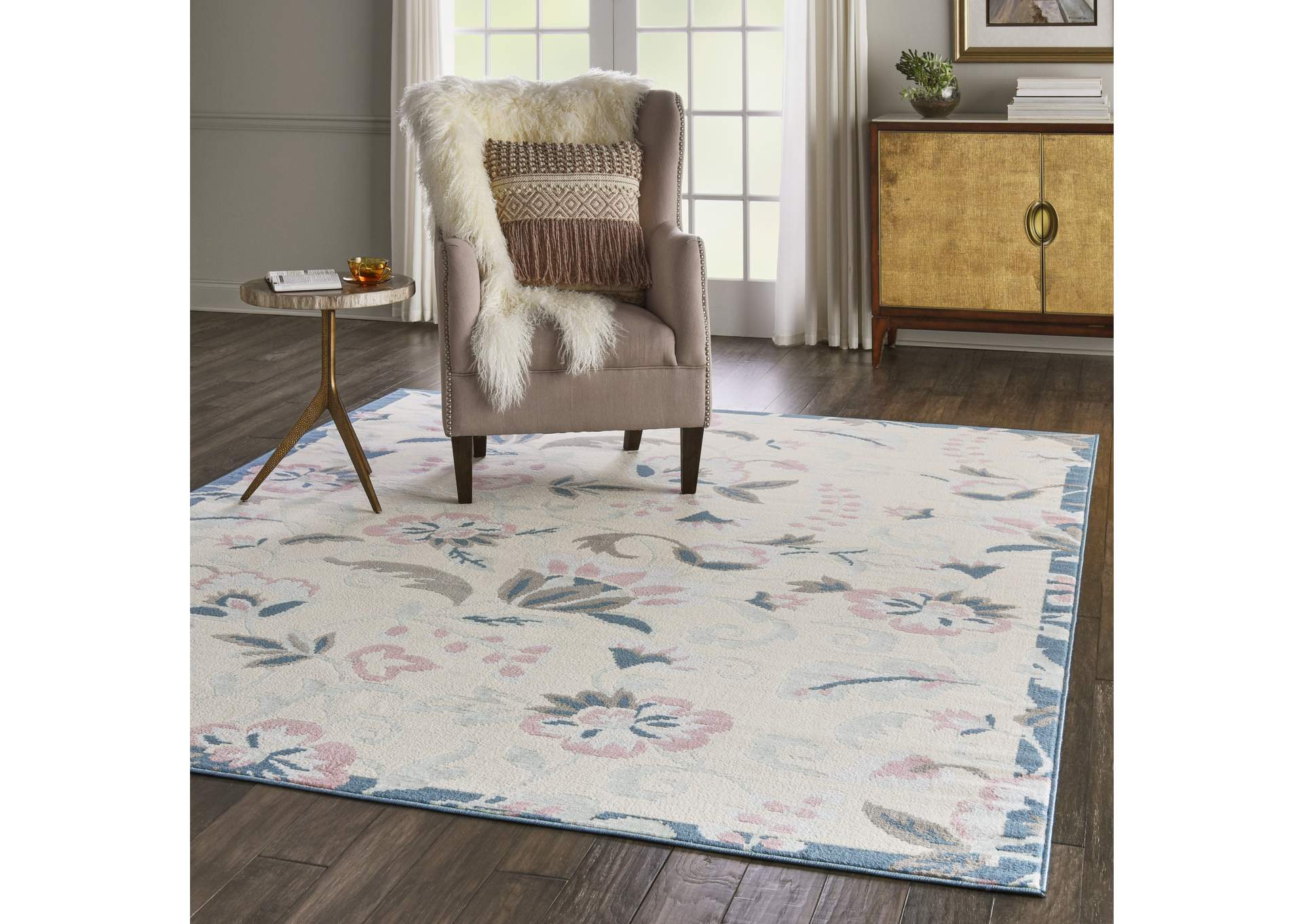 Nourison Jubilant JUB15 White Multicolor 8'x10' Large Low-pile Rug,Nourison