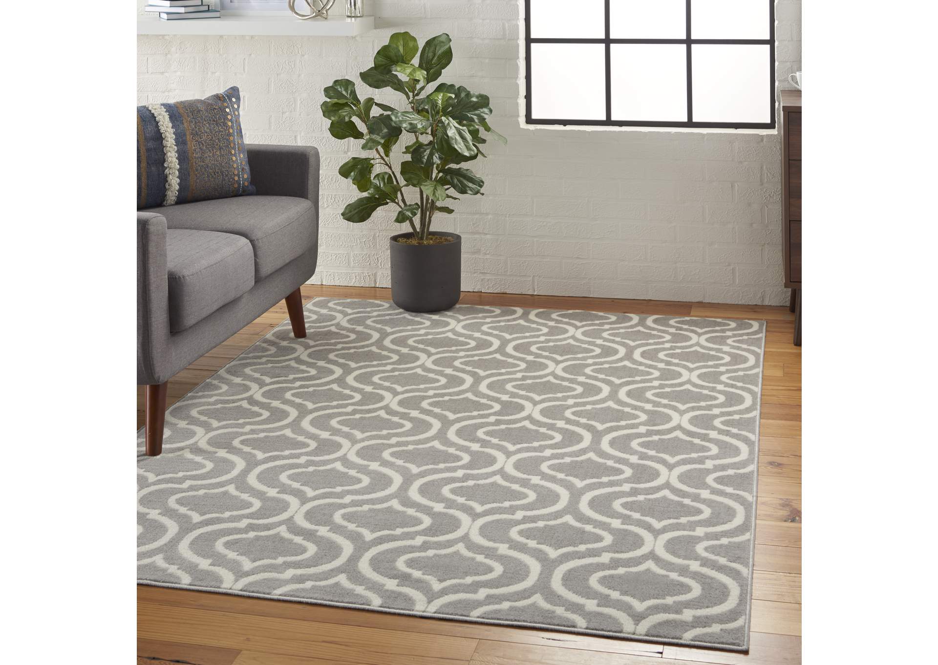 Nourison Jubilant JUB19 Grey 5'x7' Moroccan Area Rug,Nourison