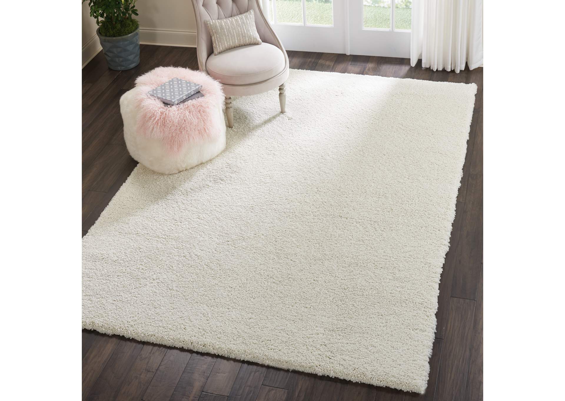 Nourison Malibu Shag MSG01 White 7'x10' Large Rug,Nourison