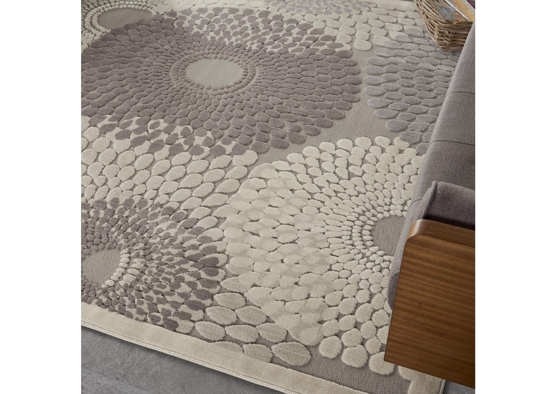 Nourison Graphic Illusions GIL04 Grey 7' Square Rug,Nourison
