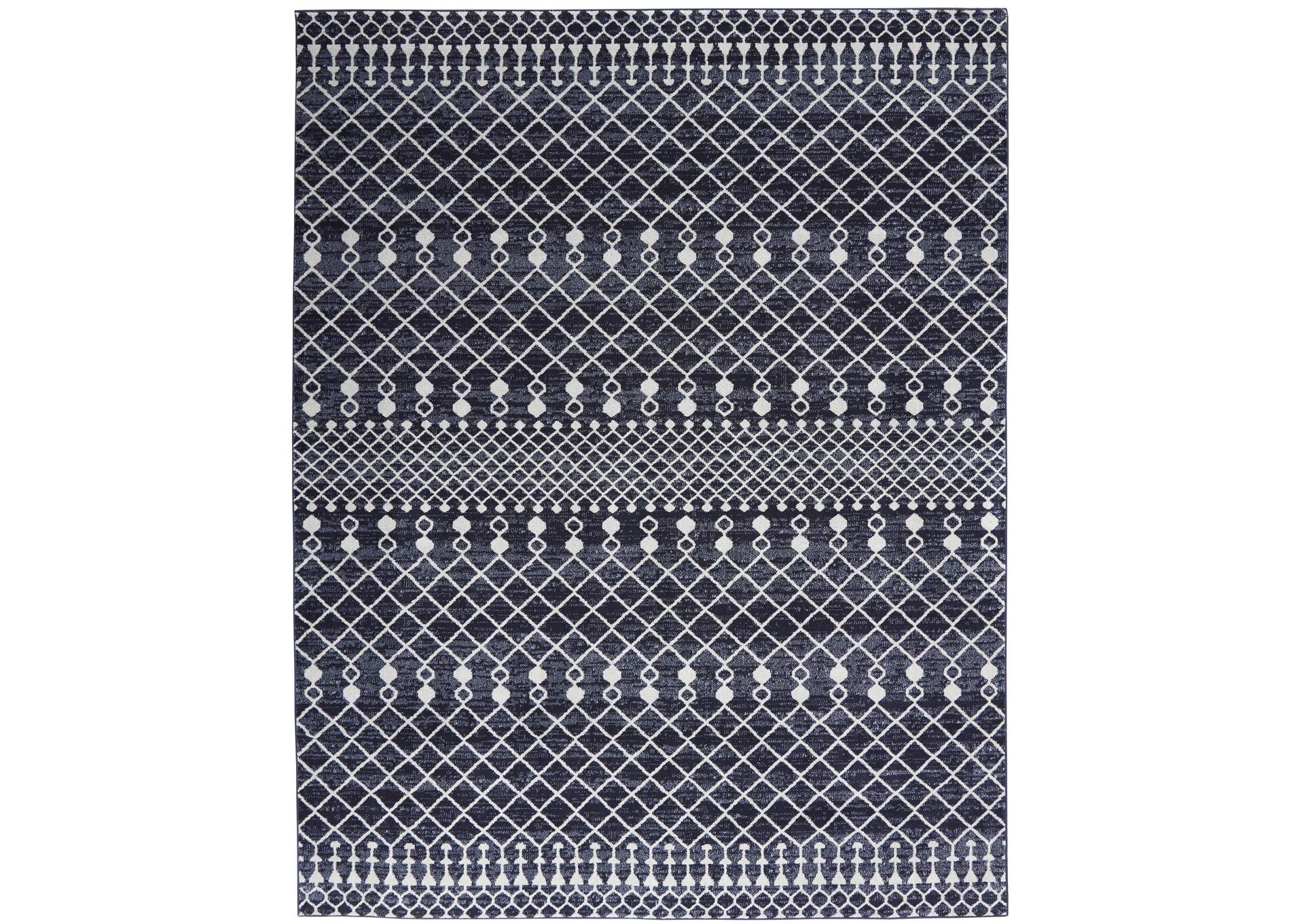 Nourison Palermo 7' x 10' Navy and Grey Distressed Bohemian Area Rug,Nourison