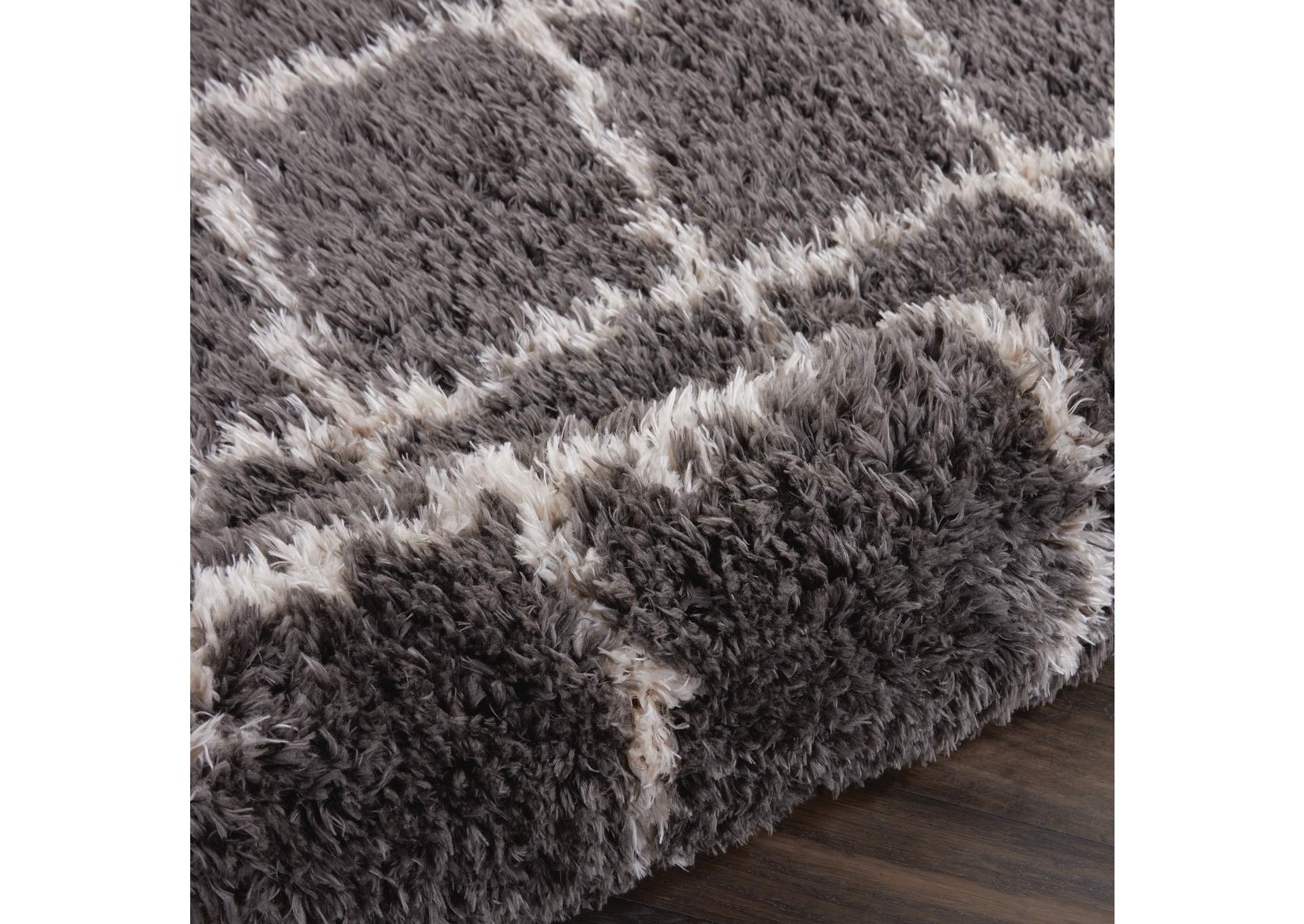 Nourison Luxe Shag LXS02 Dark Grey 4'x6' Moroccan Area Rug,Nourison