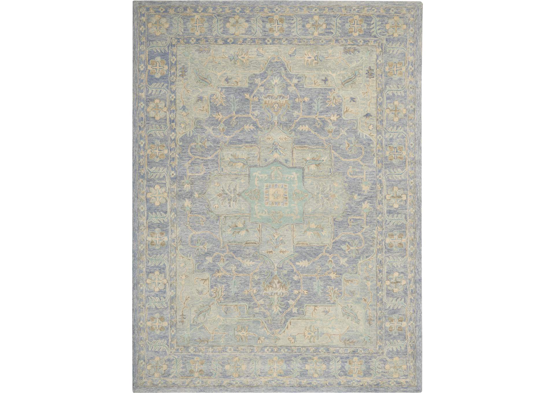 Nourison Jazmine JAZ01 Blue 9'x12' Oversized Wool Rug,Nourison