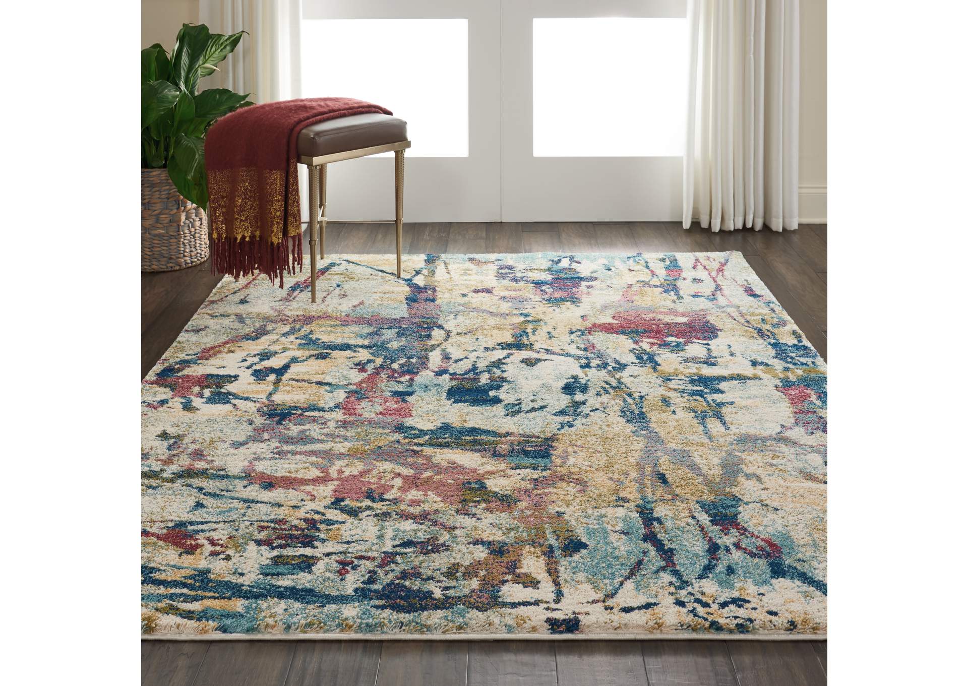 Nourison Fusion FSS10 Multicolor 5'x7' Colorful Area Rug,Nourison
