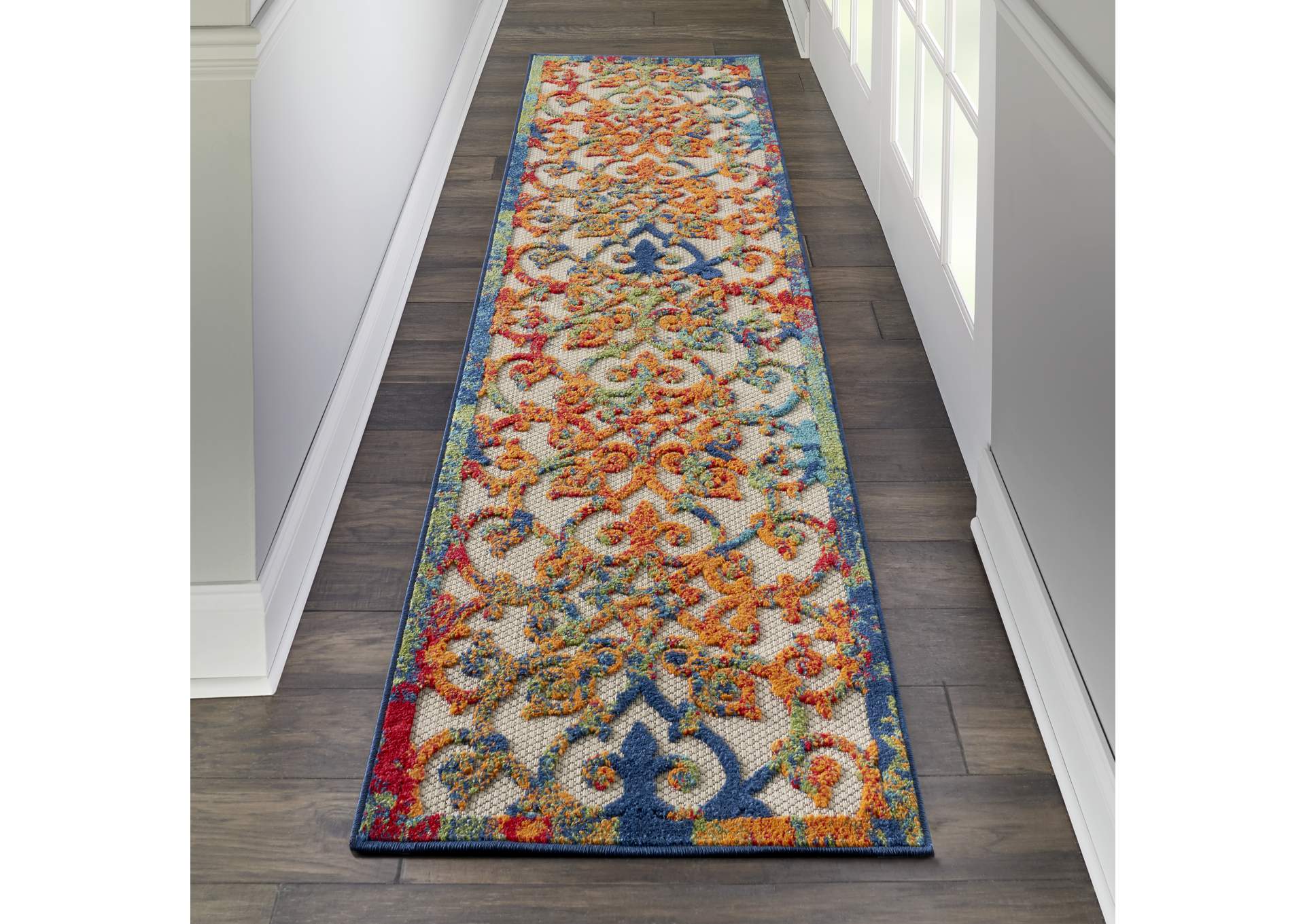 Nourison Aloha ALH21 10' Runner Multicolor Easy-care Indoor-outdoor Rug,Nourison