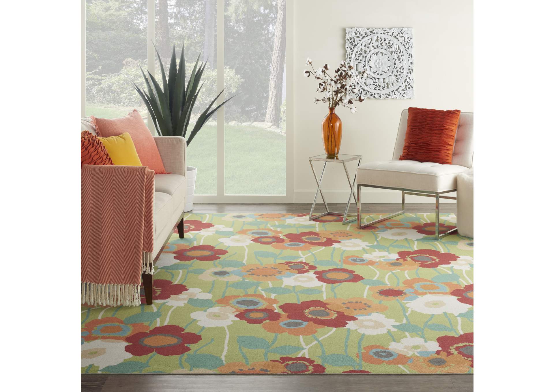Waverly Sun N Shade SND27 Green 8'x11' Rug,Nourison