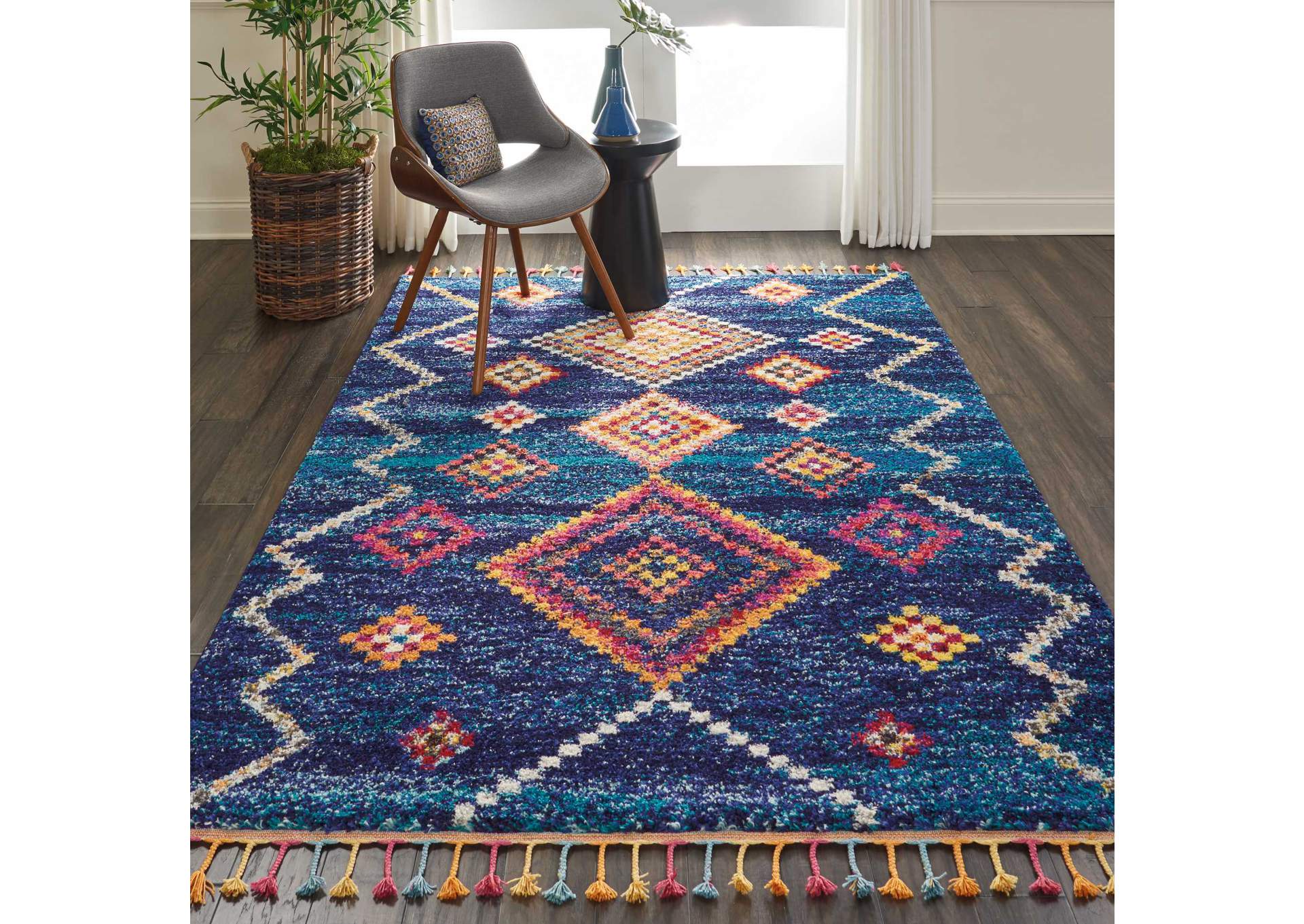 Nourison Nomad NMD05 Dark Blue Multicolor 7'x10' Large Rug,Nourison