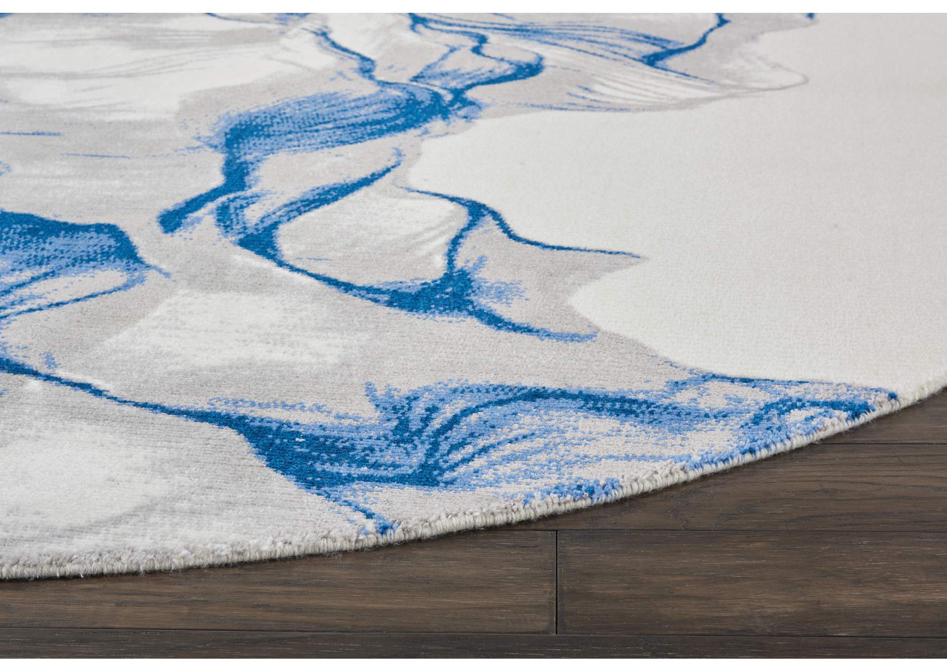 Nourison Twilight TWI27 Ivory and Blue 8' Round Oversized Rug,Nourison