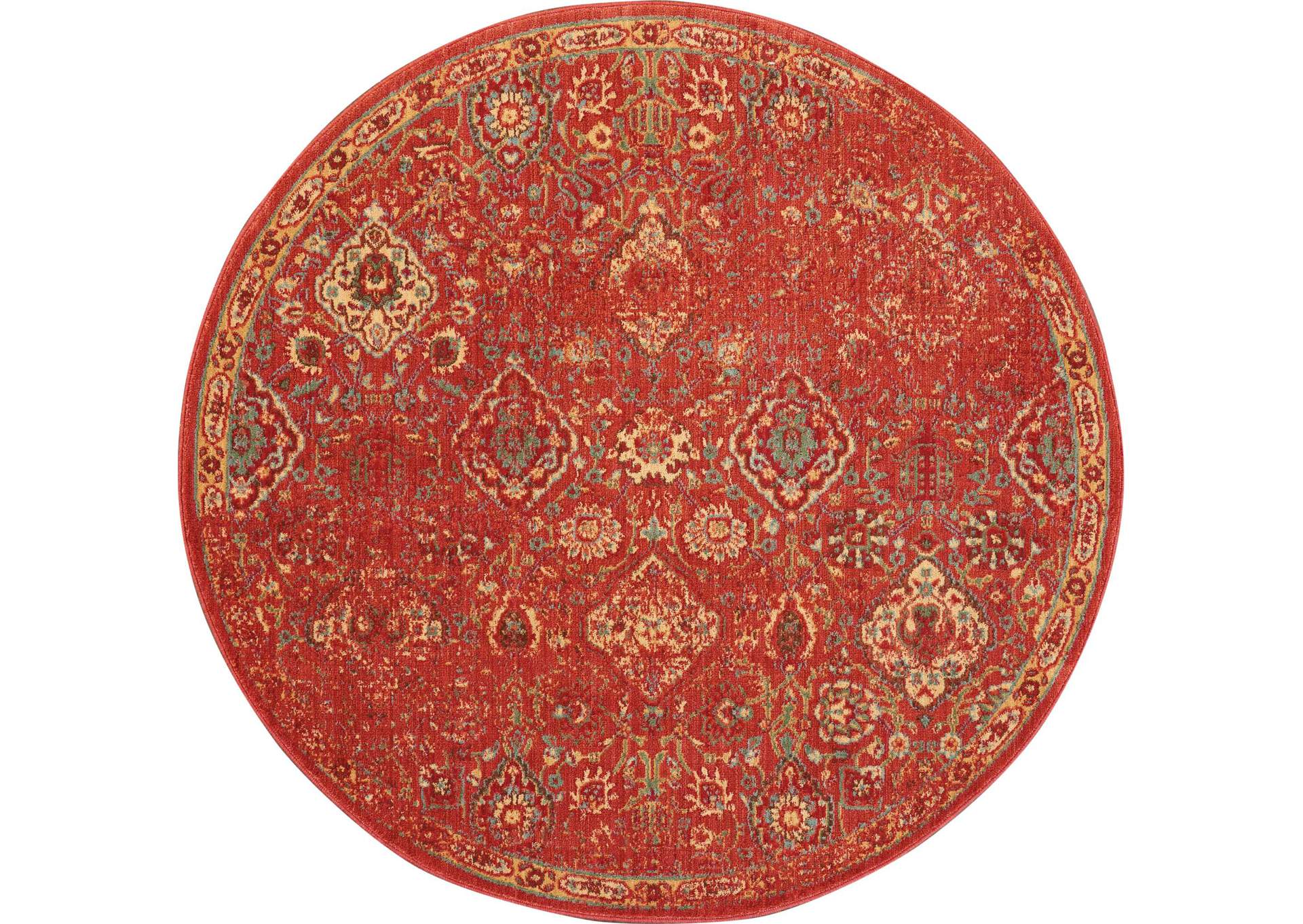 Nourison Somerset ST90 Red 6' Round Oriental Area Rug,Nourison