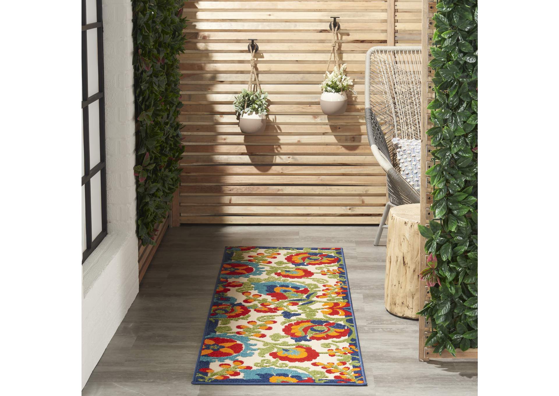Nourison Aloha 6' Runner Multicolor Hallway Area Rug,Nourison