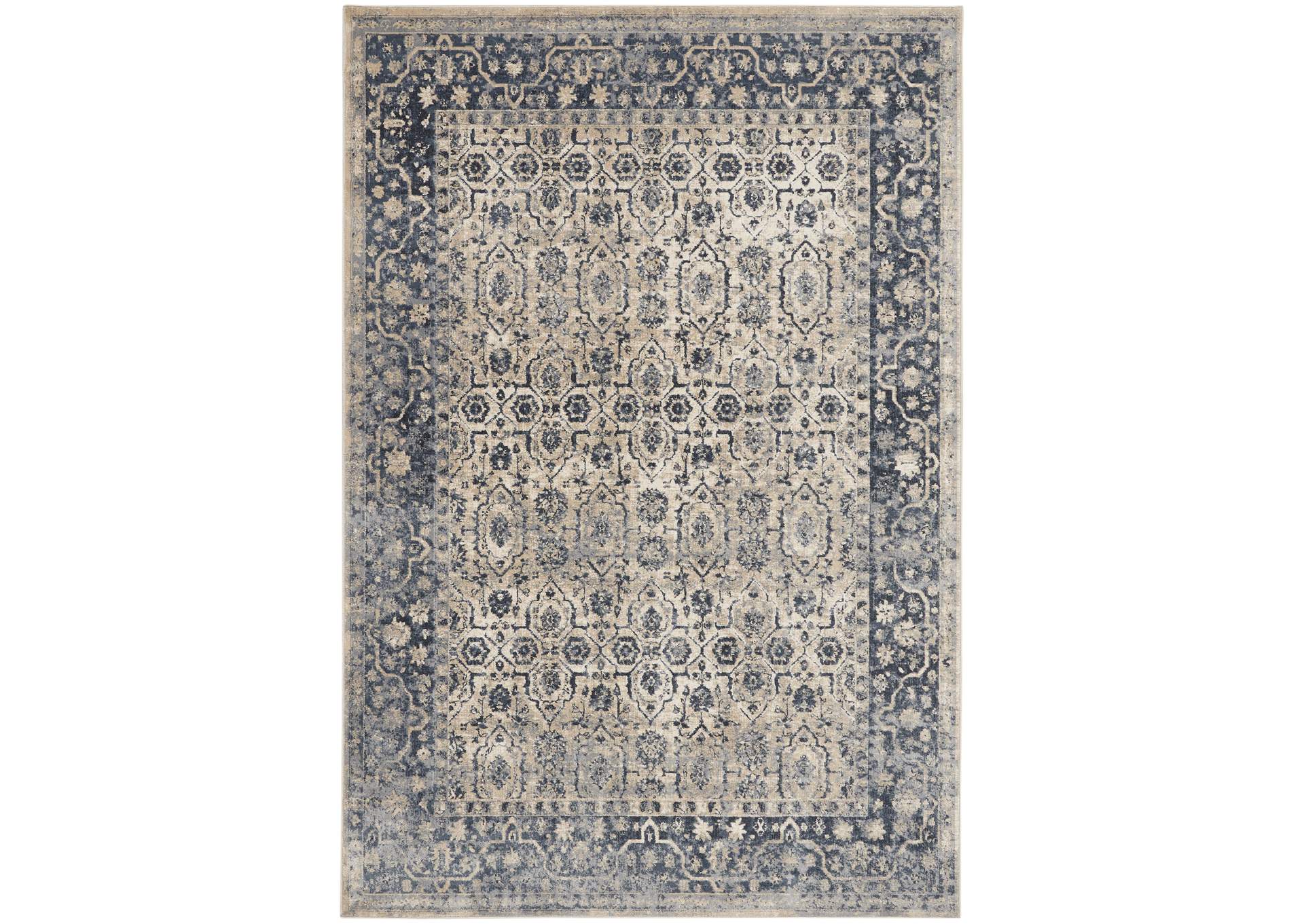kathy ireland Home Malta MAI04 Blue and Ivory 5'x8' Area Rug,Nourison