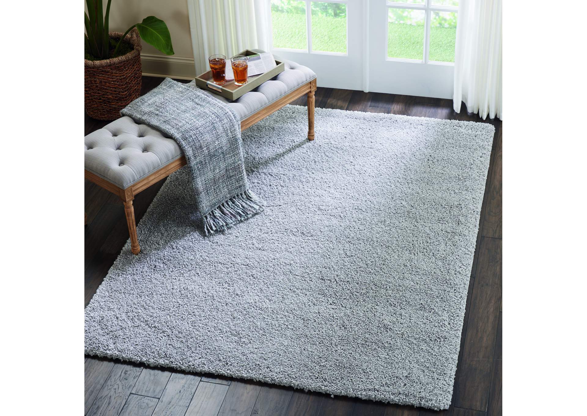 Nourison Malibu Shag MSG01 Grey 5'x7' Area Rug,Nourison