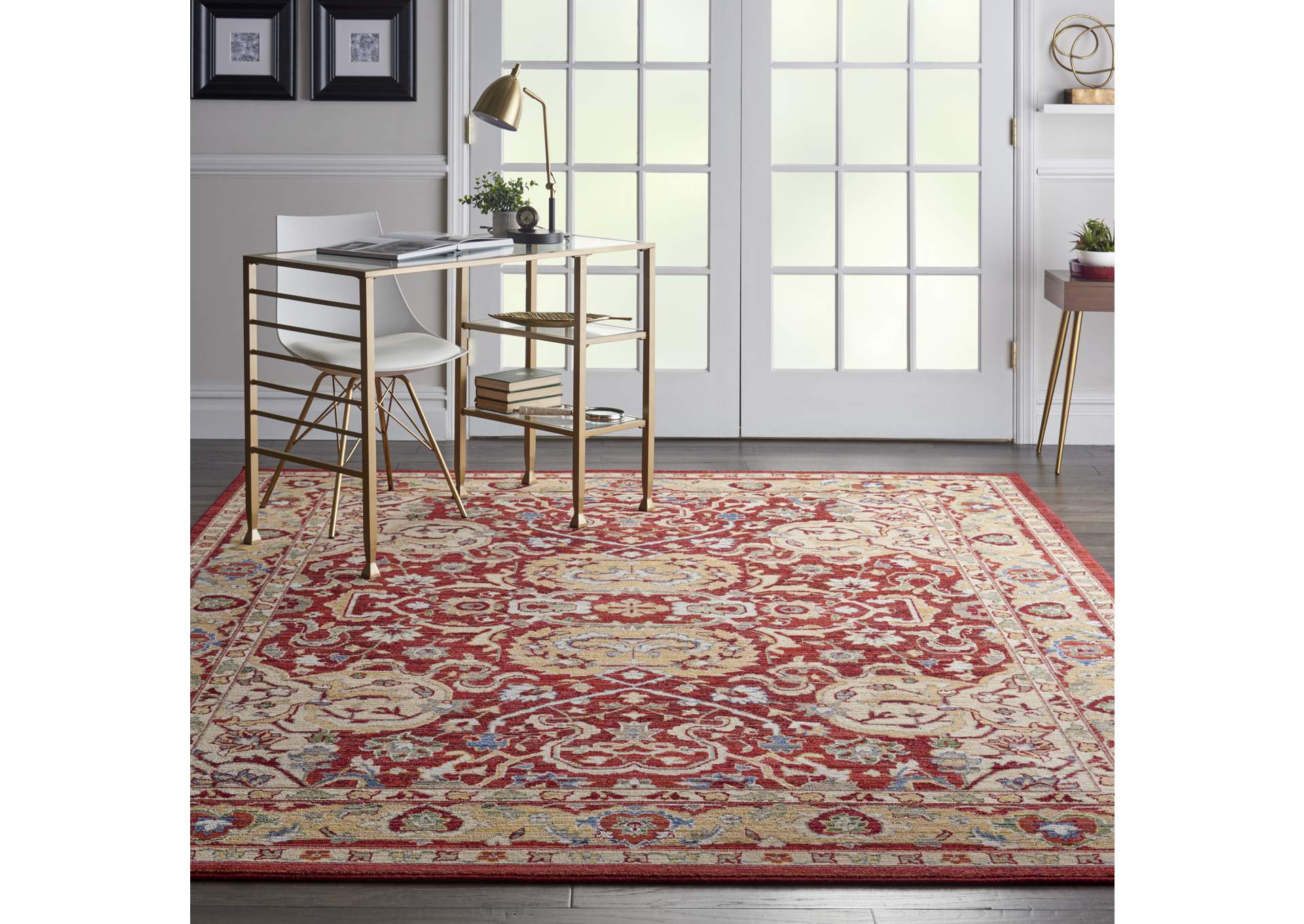Nourison Majestic 8'x10' Red and Gold Persian Area Rug,Nourison