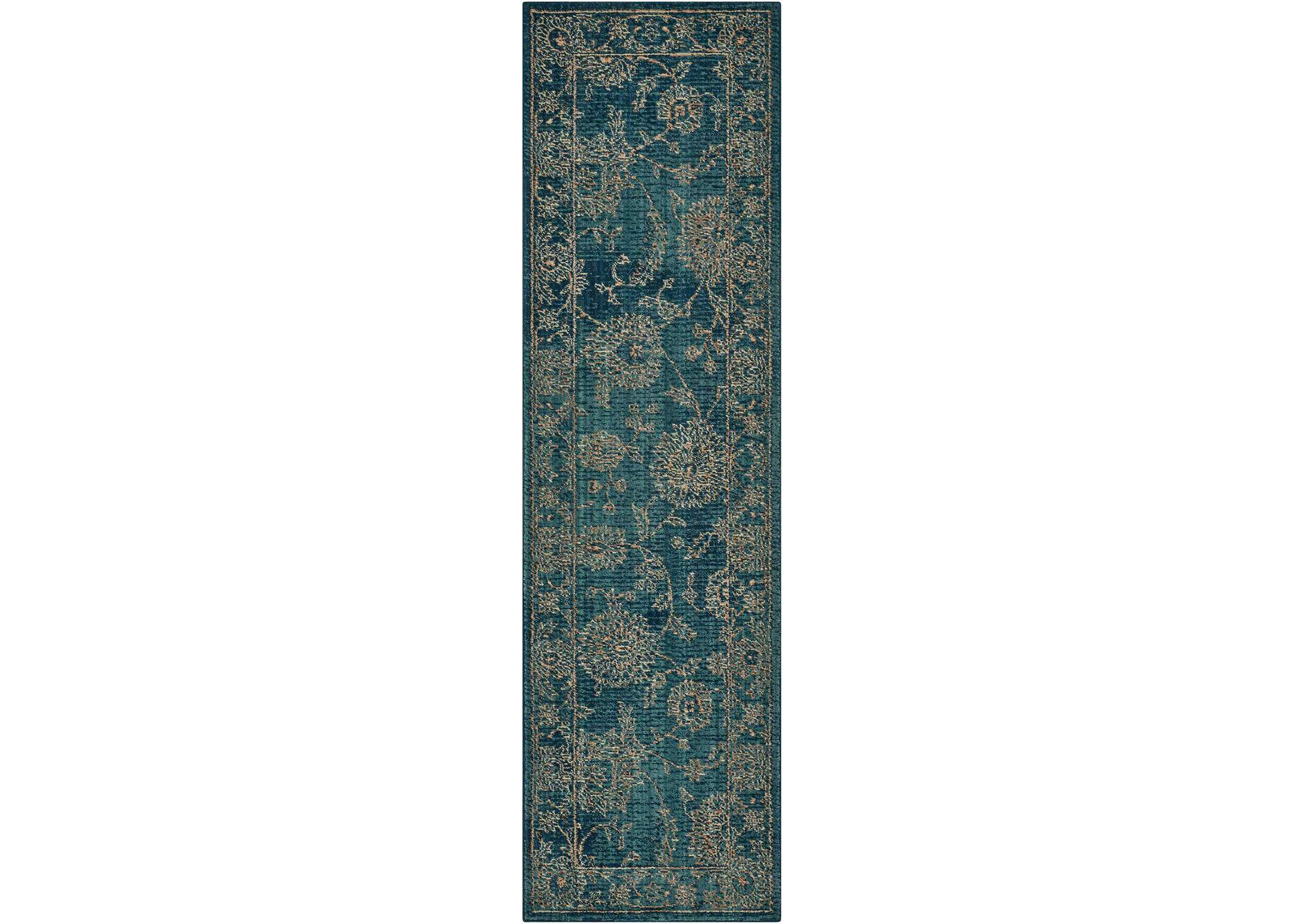 Nourison 2020 NR202 Teal 8' Runner Area Rug,Nourison