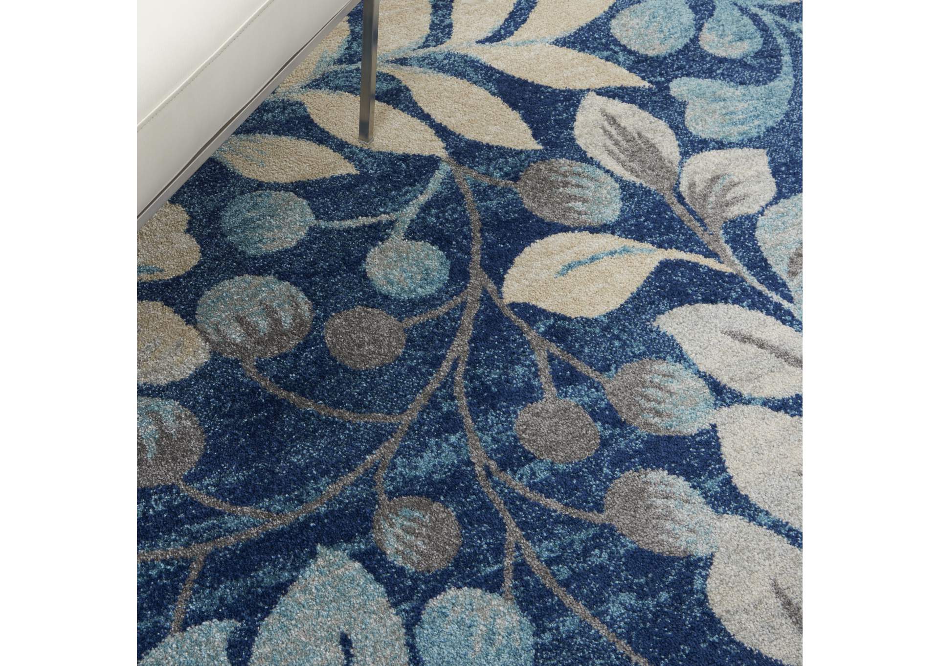 Nourison Tranquil TRA03 Navy Blue 5'x7' Botanical Area Rug,Nourison