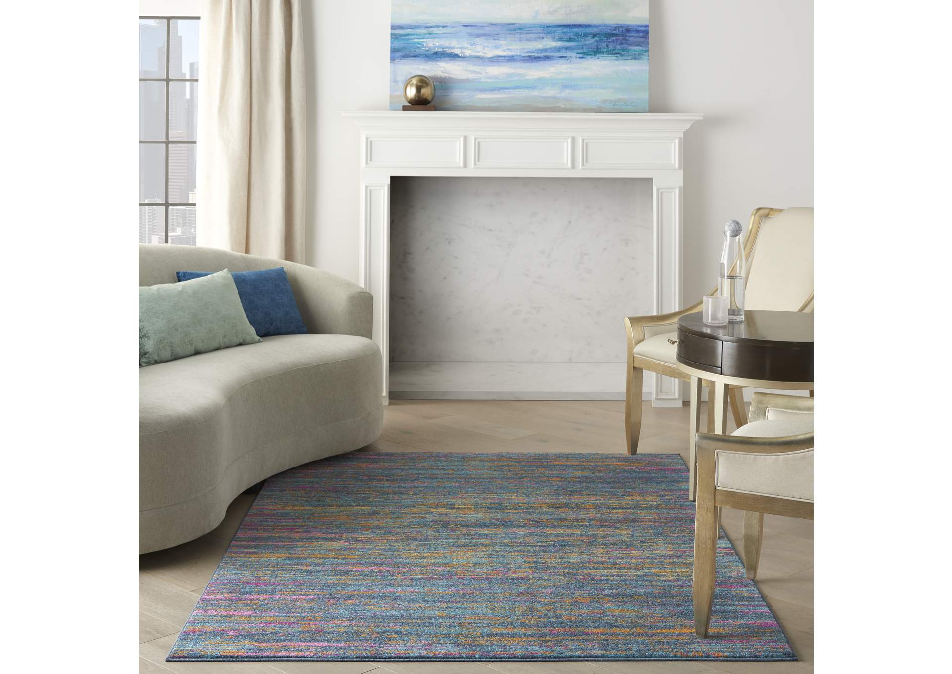 Nourison Passion 5'x7' Blue Multicolor Area Rug,Nourison