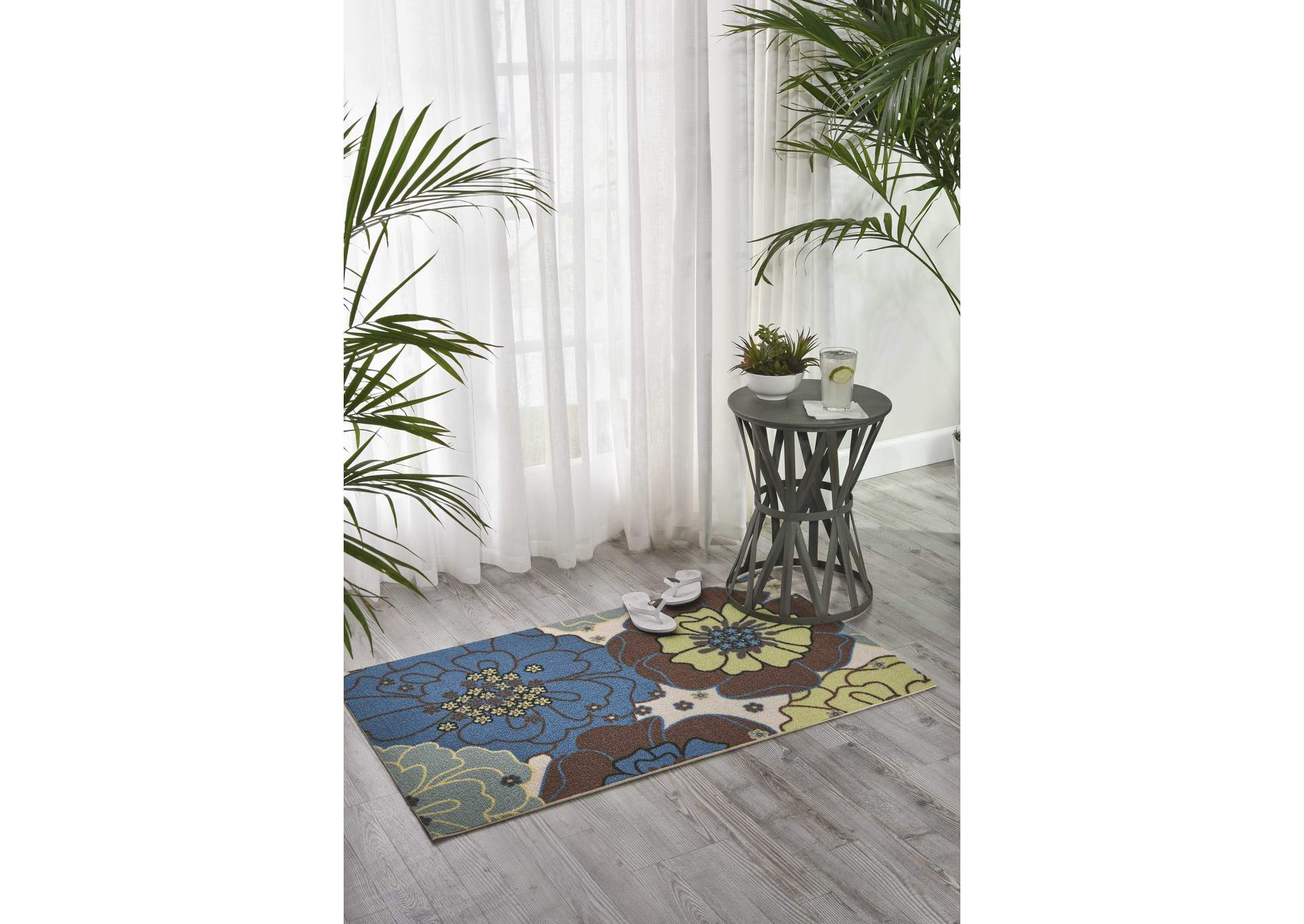 Nourison Home & Garden 2'x4' Blue Area Rug,Nourison