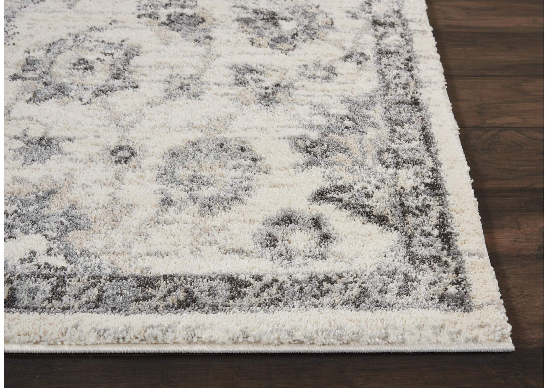 Nourison Fusion FSS15 Cream and Grey 5'x7' Vintage Area Rug,Nourison