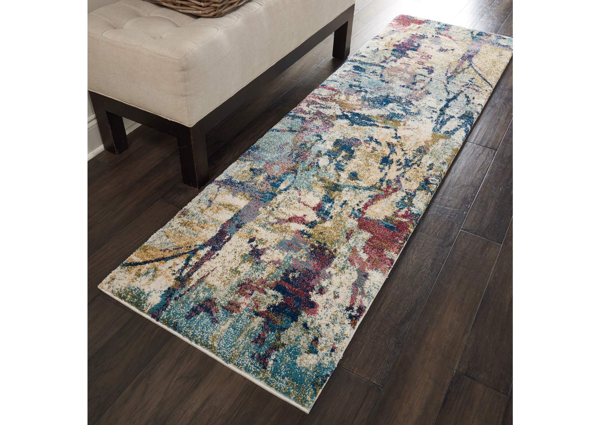 Nourison Fusion FSS10 Multicolor 8' Runner Plush Shag Hallway Rug,Nourison