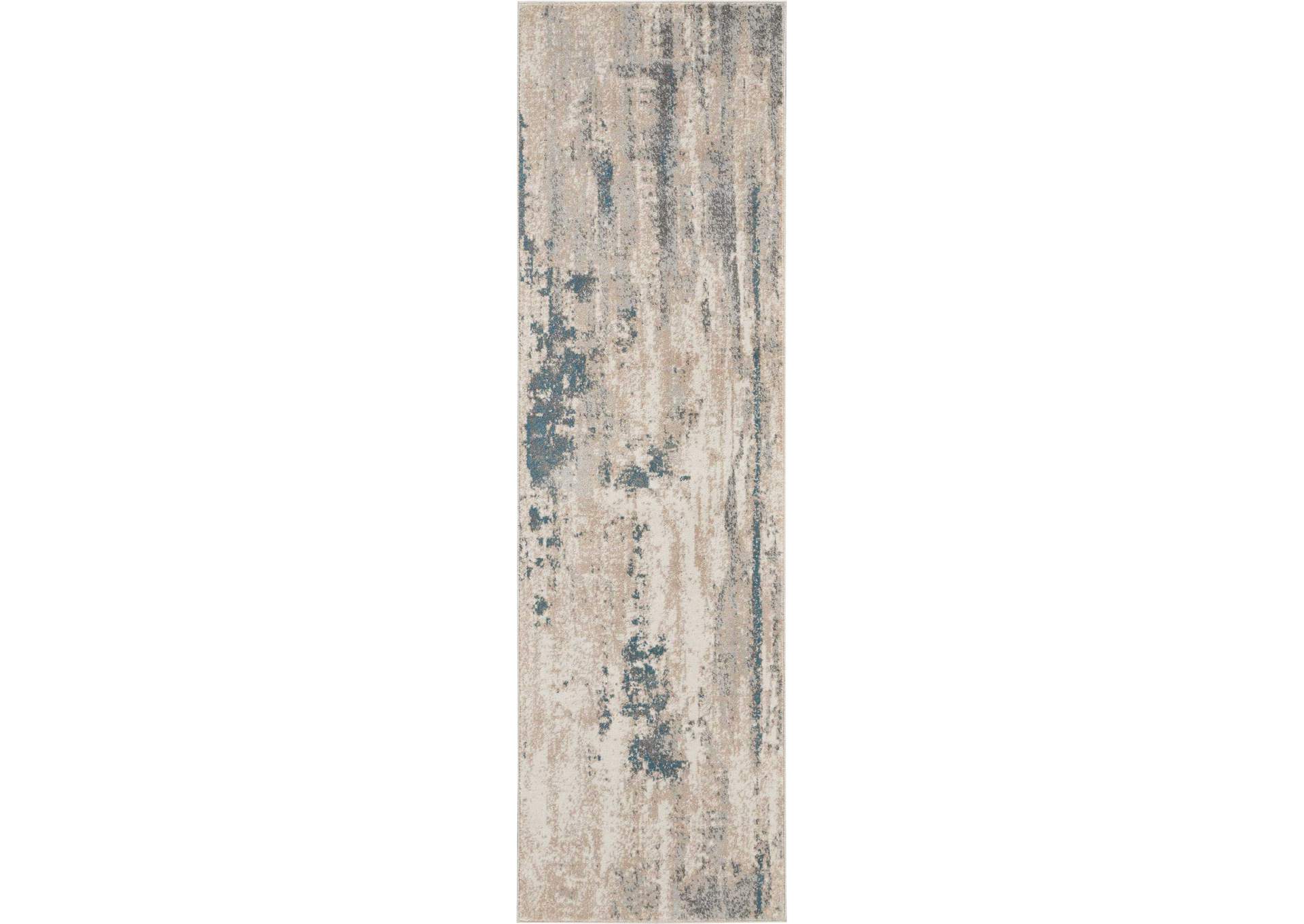 Nourison Maxell MAE17 Blue and White 8' Runner Hallway Rug,Nourison
