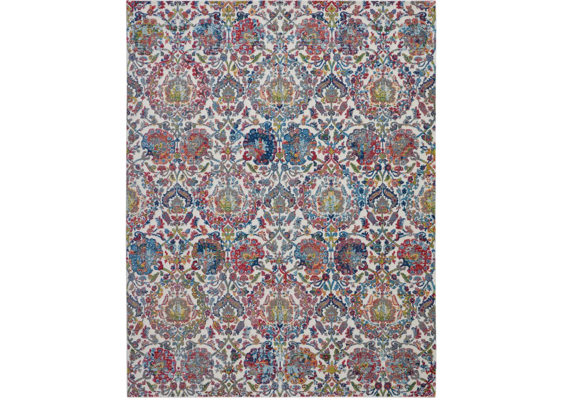Nourison Ankara Global ANR06 Blue and Ivory 8'x10' Large Low-pile Rug,Nourison