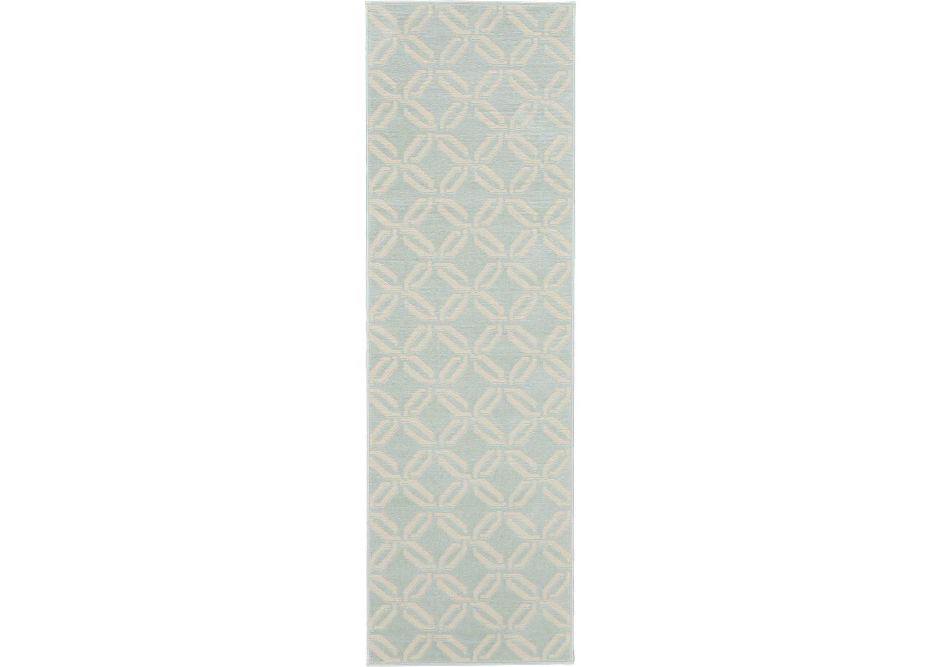 Nourison Jubilant JUB17 Aqua 7' Runner Low-pile Hallway Rug,Nourison