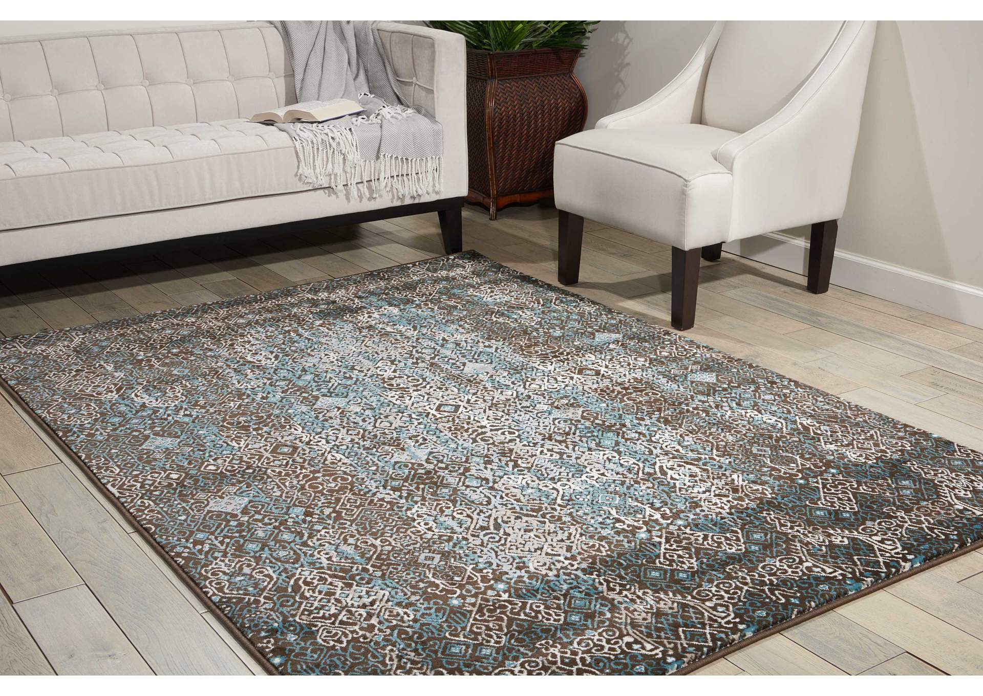 Nourison Karma KRM04 Blue 4'x6' Area Rug,Nourison