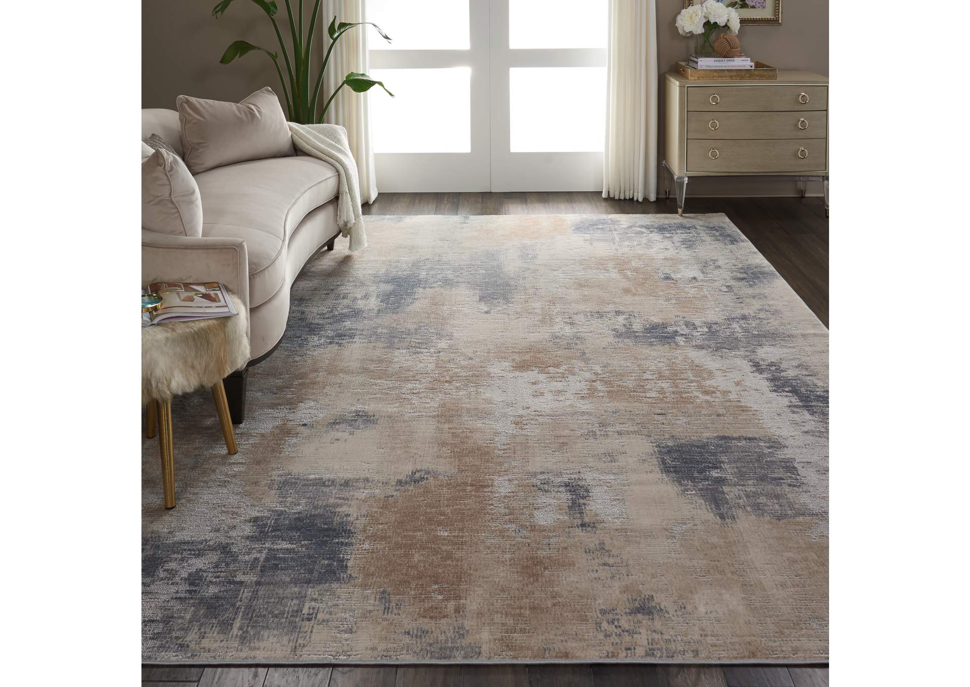 Nourison Rustic Textures RUS02 Beige and Grey 9'x13' Oversized Rug,Nourison
