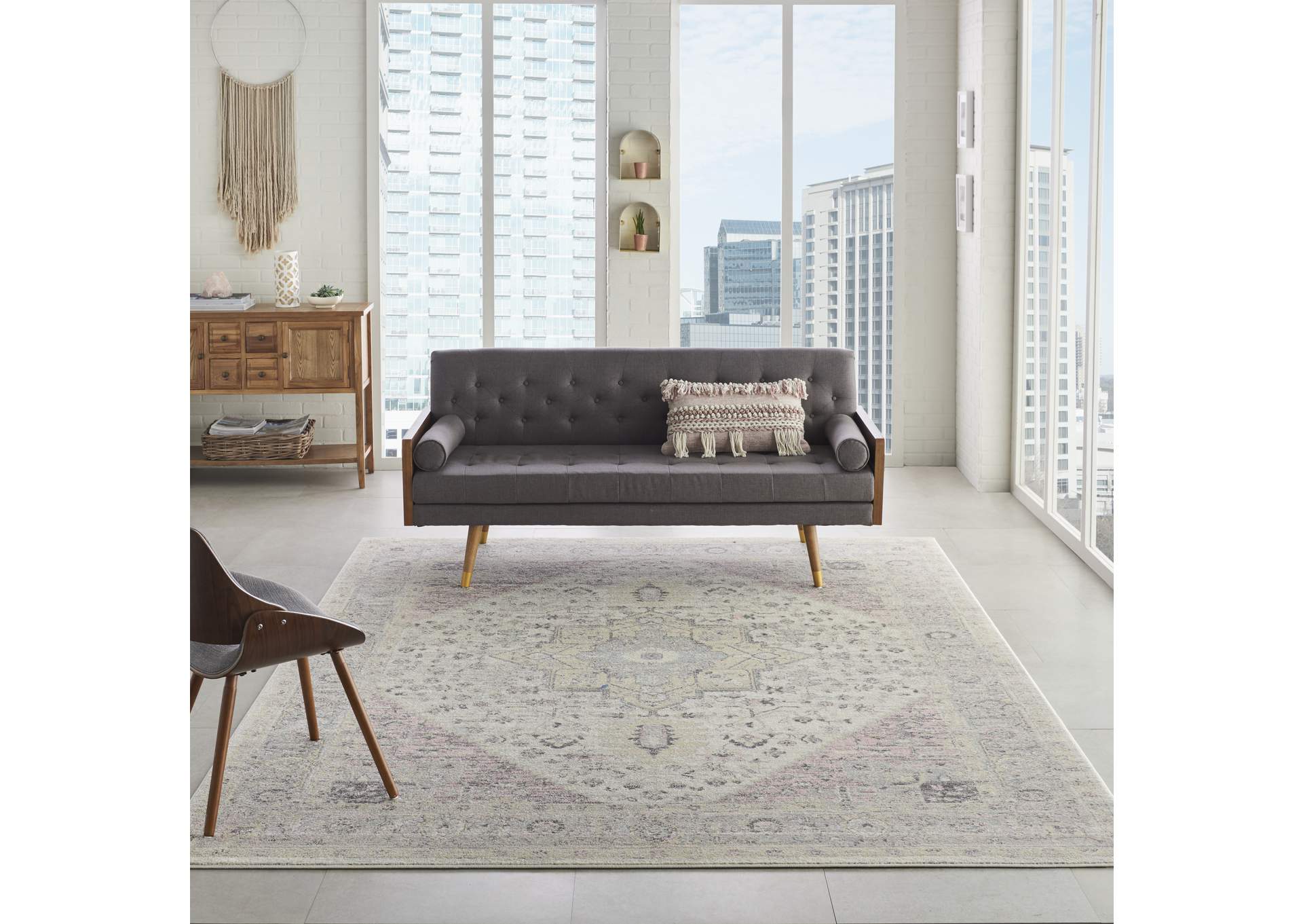 Nourison Tranquil TRA06 Pink and Beige 8'x10' Large Rug,Nourison