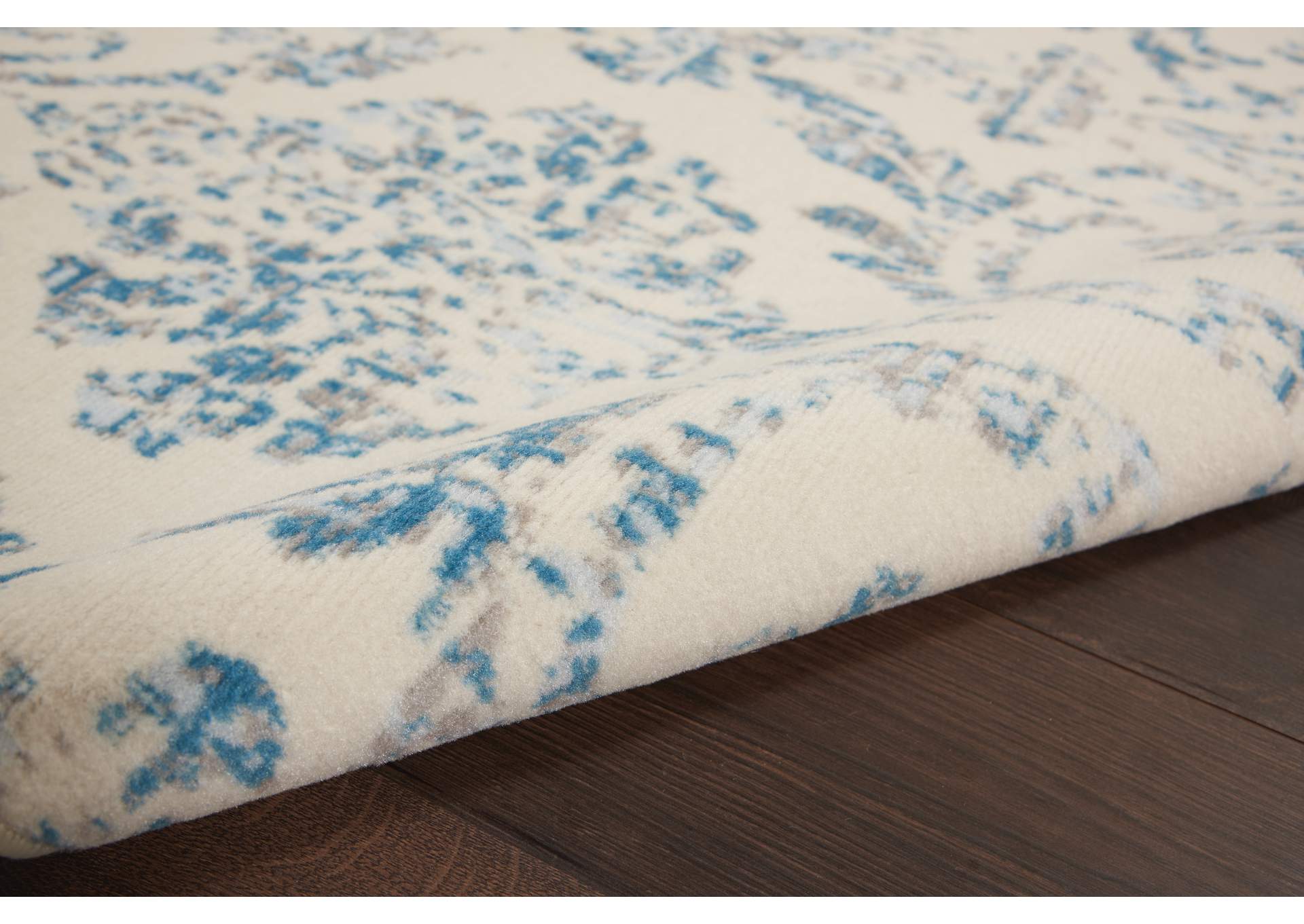 Nourison Jubilant JUB09 White and Blue 5'x7' Farmhouse Area Rug,Nourison