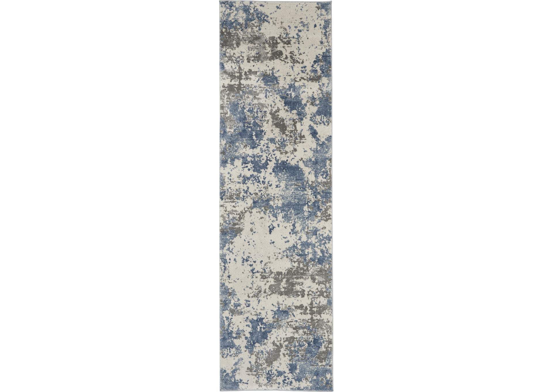 Nourison Rustic Textures RUS08 Blue and Grey 8' Runner Hallway Rug,Nourison