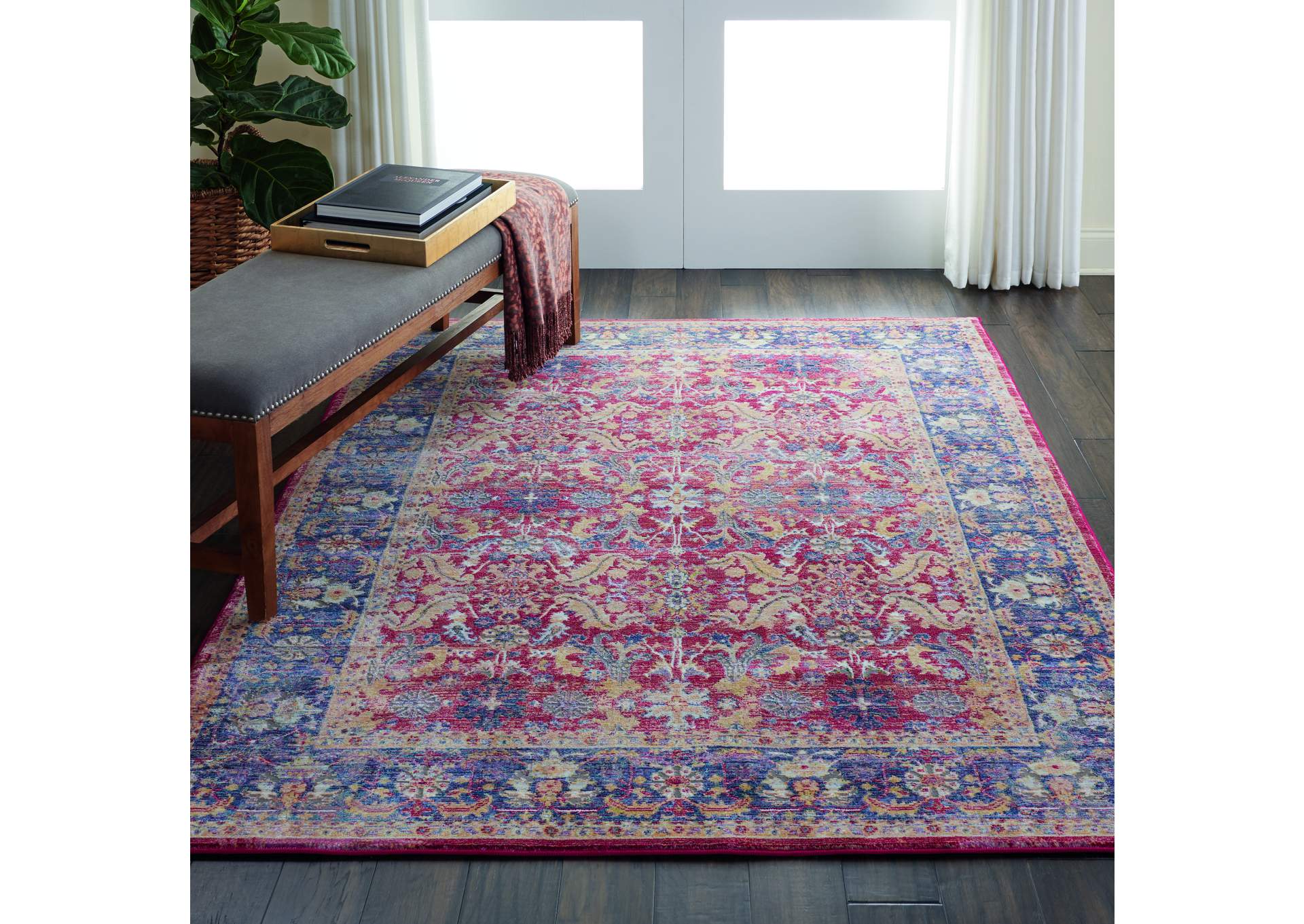 Nourison Ankara Global ANR02 Red and Blue Multicolor 5'x8' Persian Area Rug,Nourison