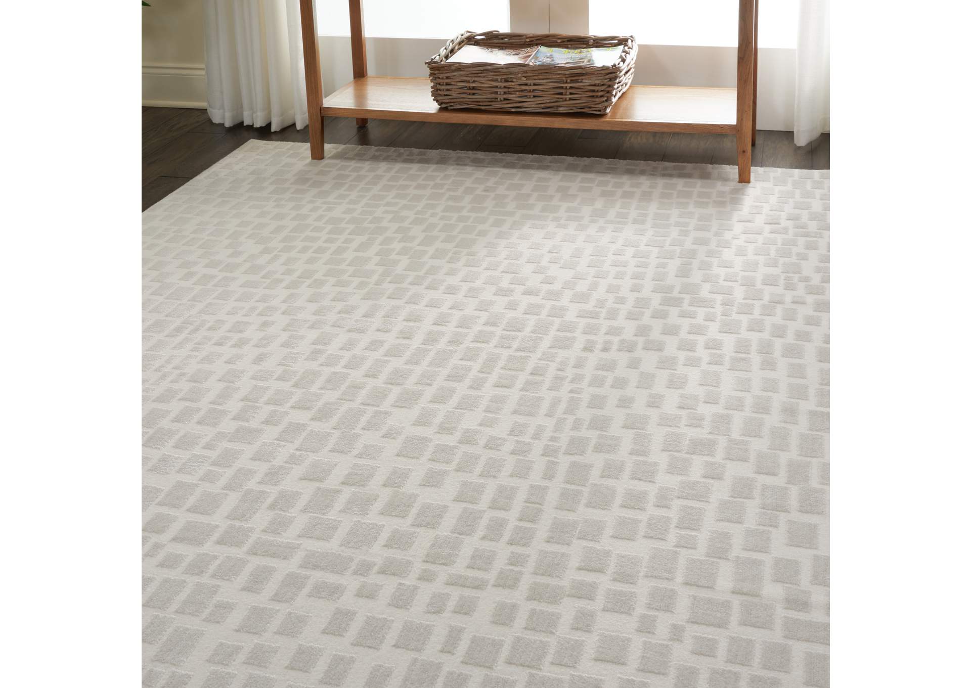 Nourison Urban Chic URC03 White 4'x6' Mid-century Area Rug,Nourison