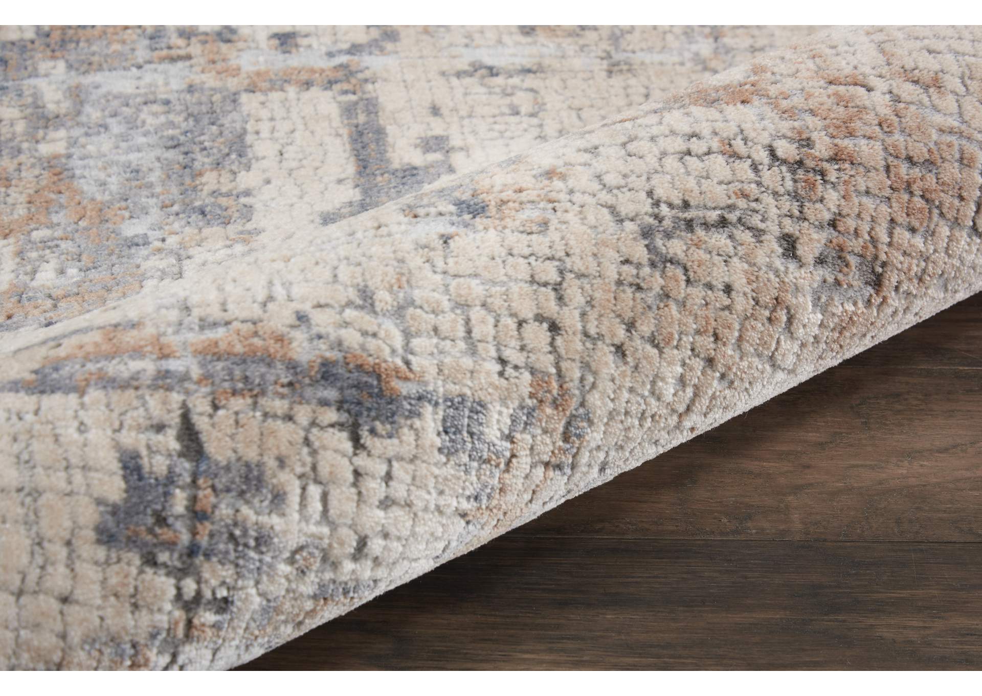 Nourison Rustic Textures RUS06 Beige and Grey 8' Runner Hallway Rug,Nourison