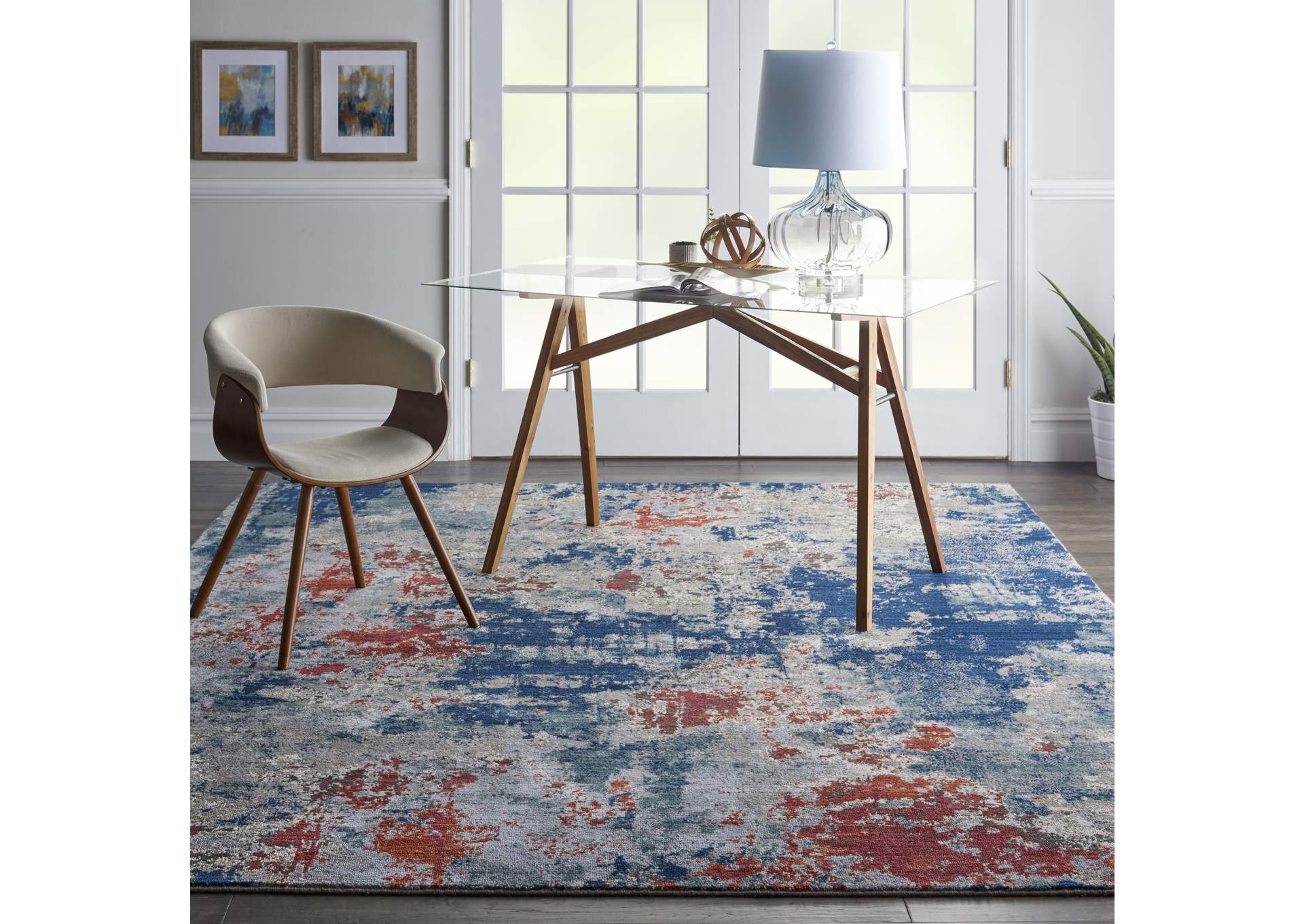 Nourison Artworks ATW01 Blue and Red 10'x13' Rug,Nourison