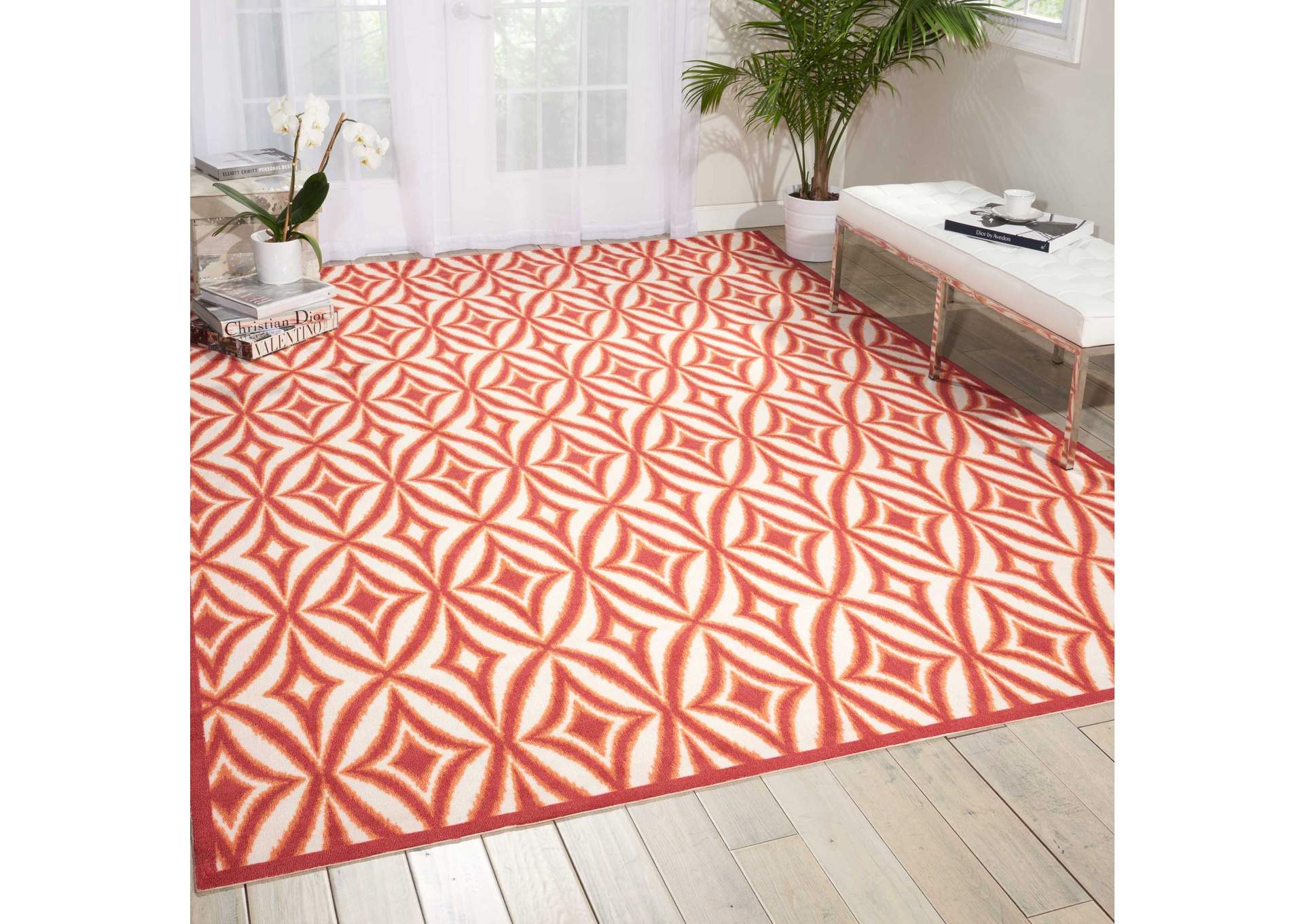Waverly Sun N Shade SND19 Red 8'x11' Rug,Nourison