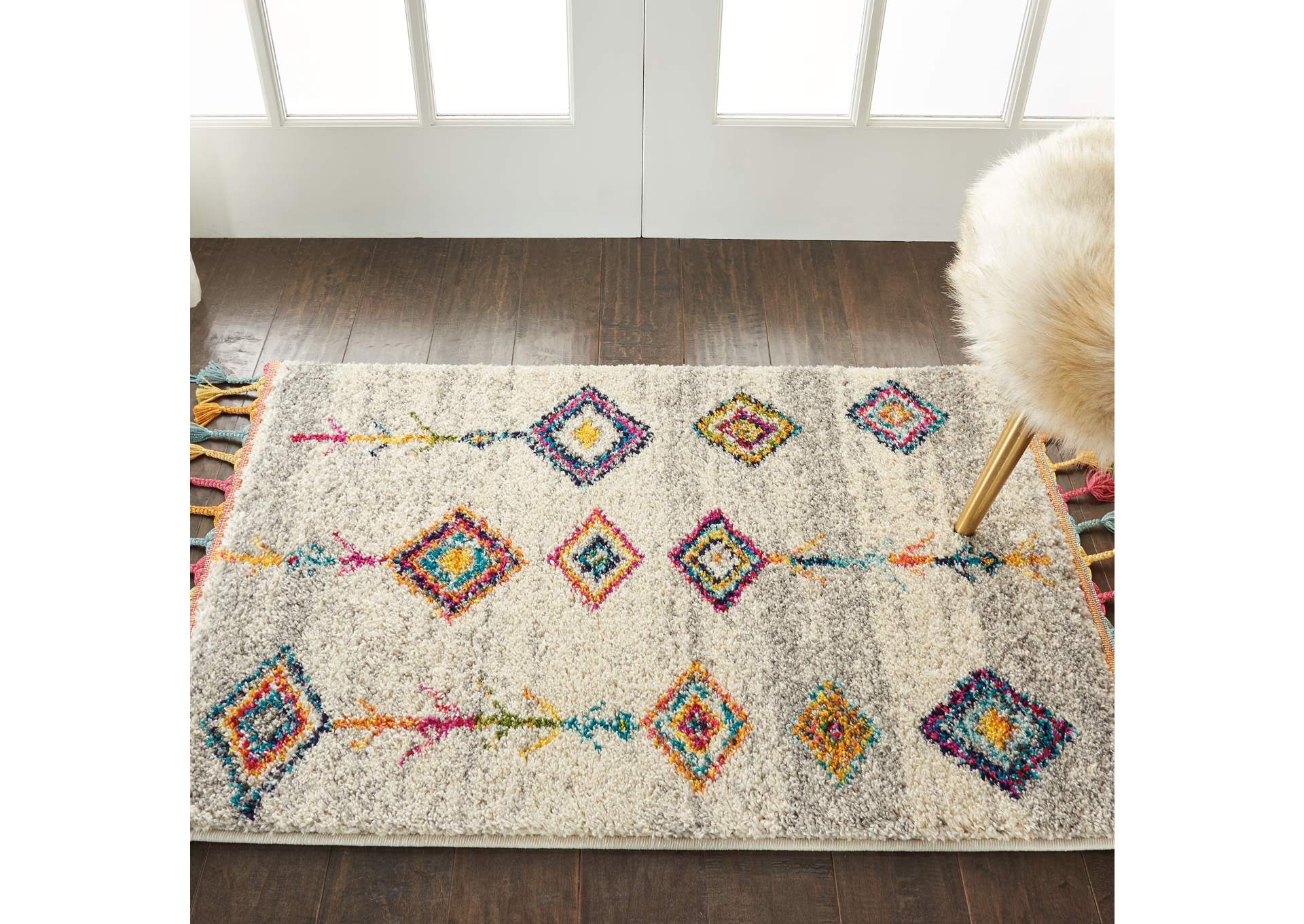 Nourison Nomad 2' X 4' Grey Multicolor Scandinavian Area Rug,Nourison