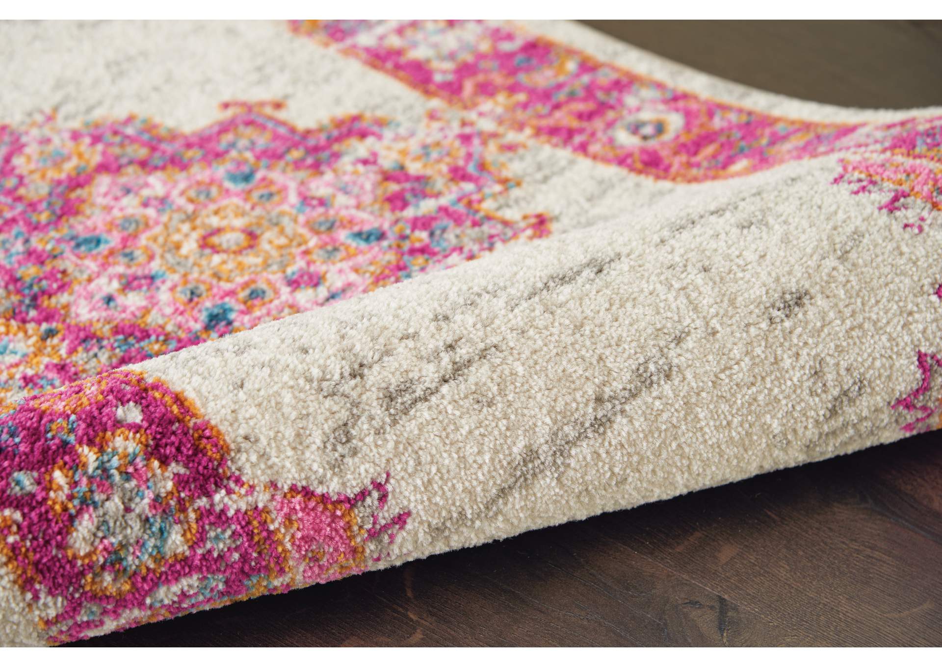Nourison Passion PSN03 Pink and White 7'x10' Large Rug,Nourison