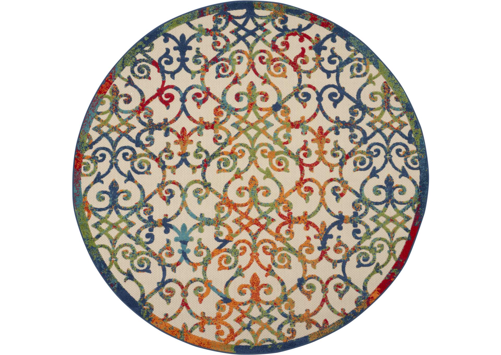 Nourison Aloha ALH21 8' Round Multicolor Easy-care Indoor-outdoor Rug,Nourison
