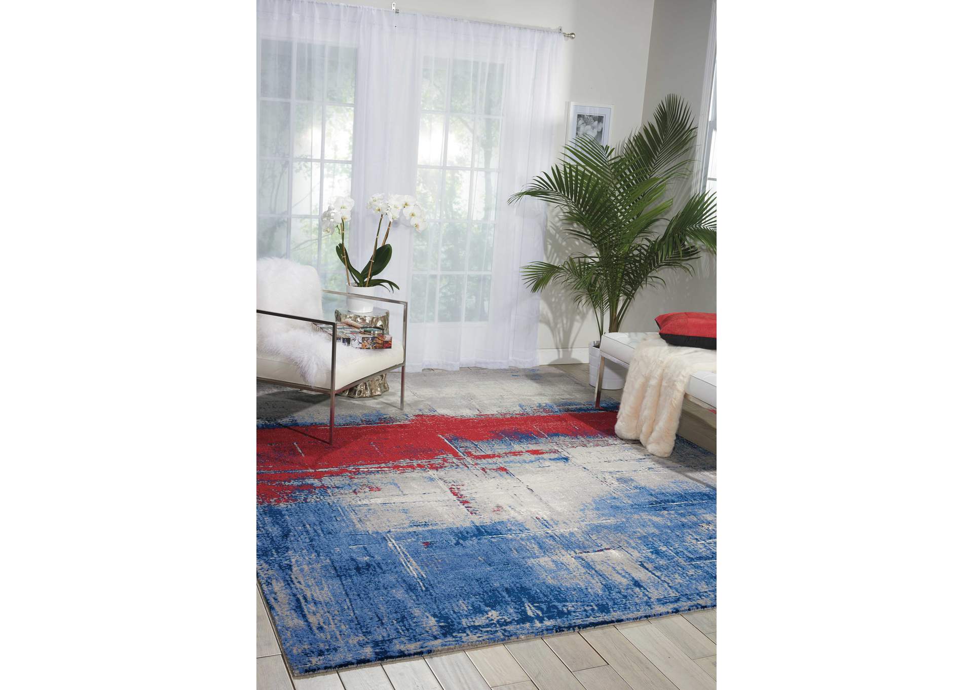 Nourison Twilight TWI19 Red and Blue 8'x10' Large Rug,Nourison